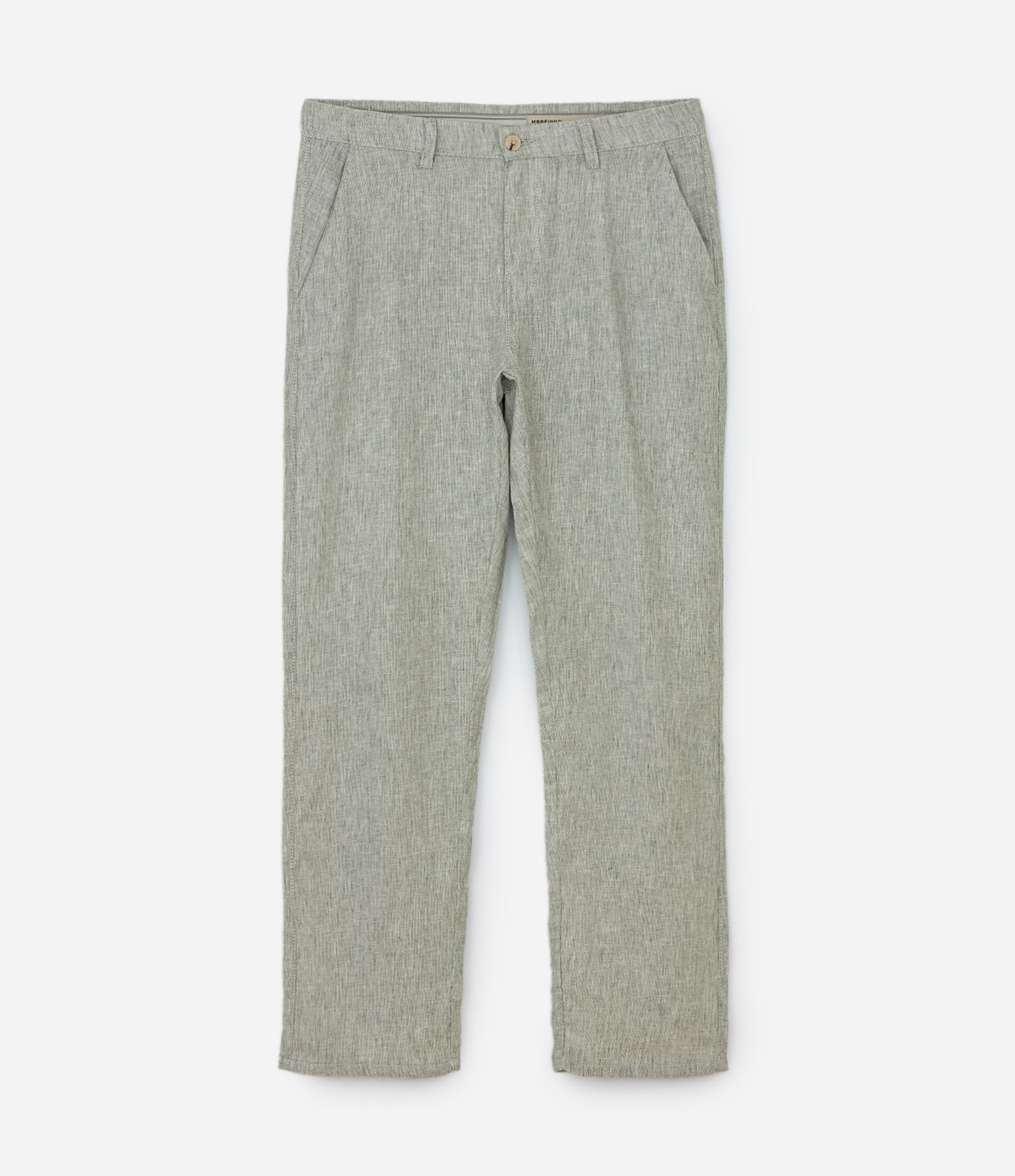 Calça Reta em Linho de Alfaiataria Verde Acinzentado 5