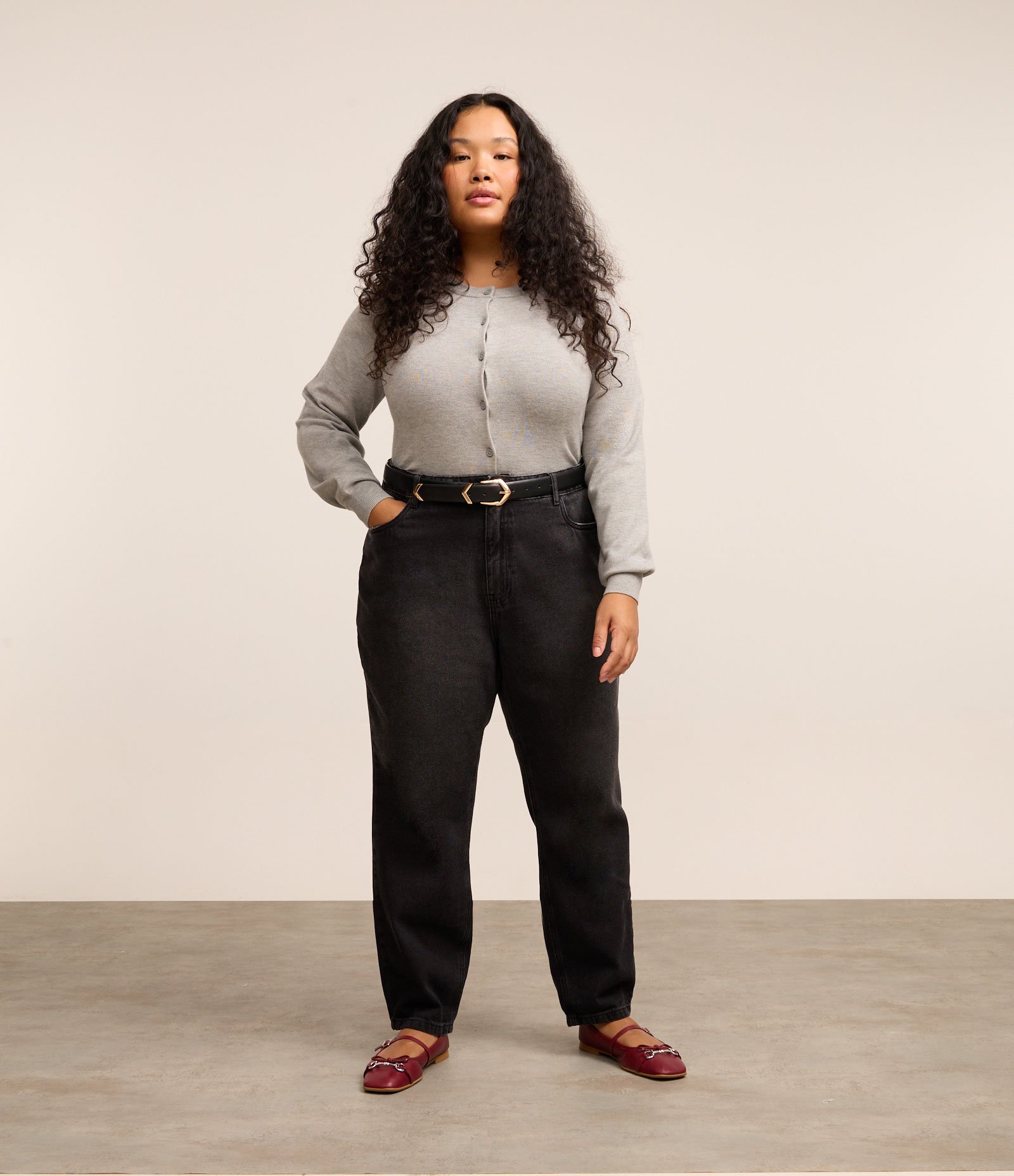 Cardigan Curto em Tricô Curve & Plus Size Cinza 2