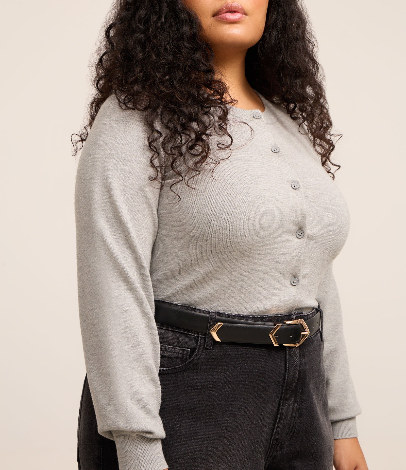 Cardigan Curto em Tricô Curve & Plus Size Cinza 3