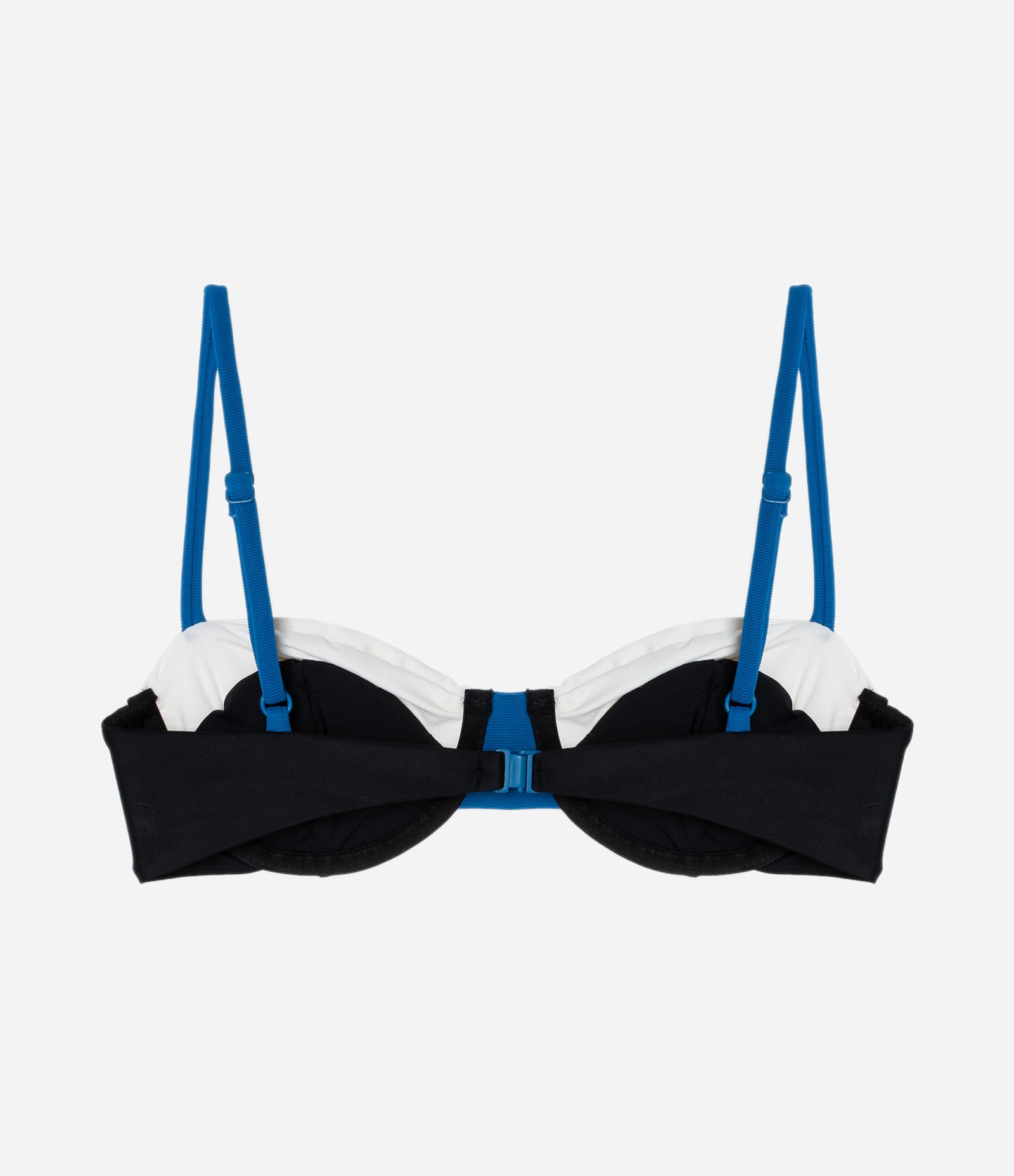 Biquíni Top Meia Taça em Microfibra com Blocos de Cor Preto/Branco/Azul 6