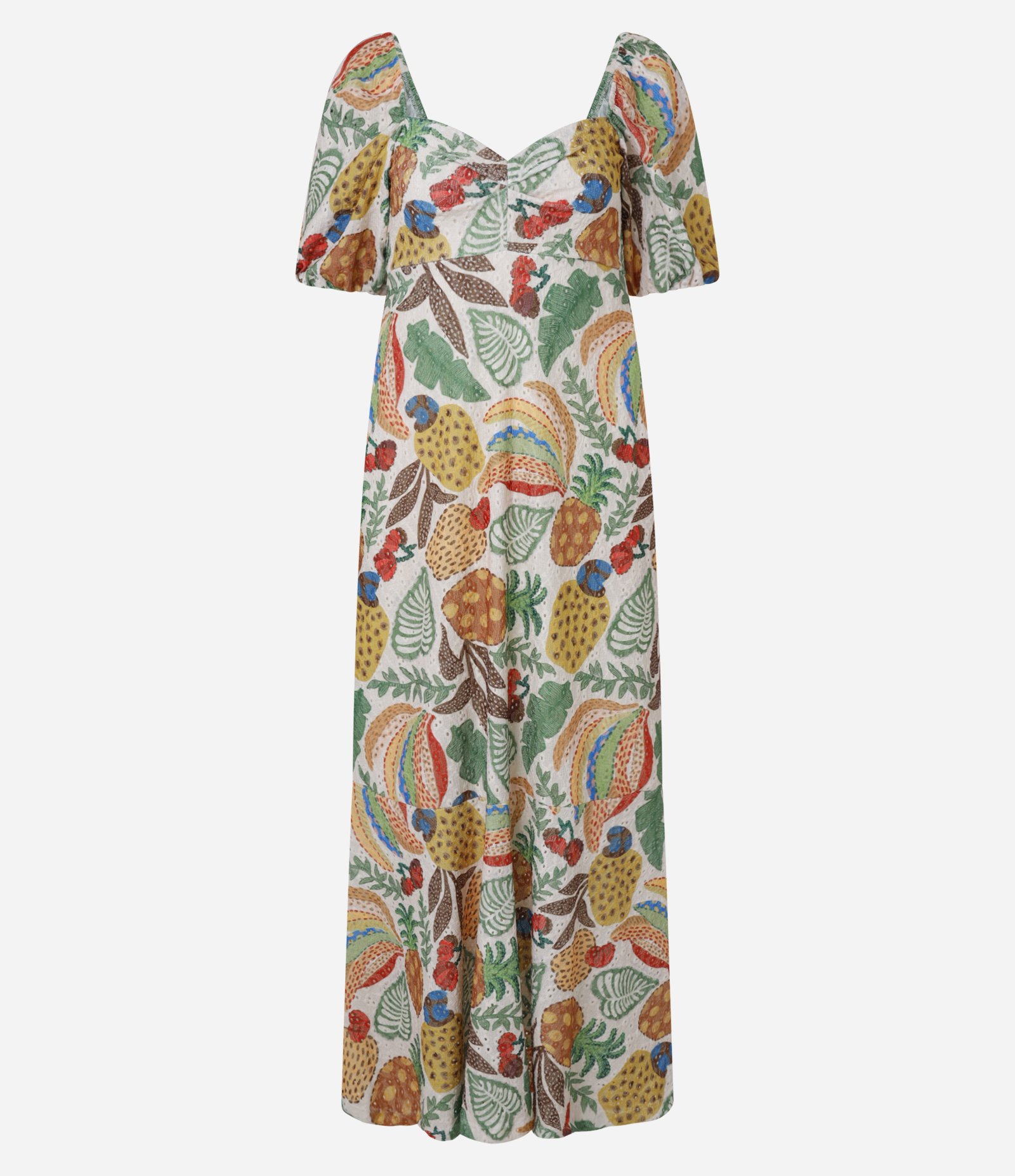 Vestido New Midi em Laise com Decote Coração e Estampa Floral Multicores 5