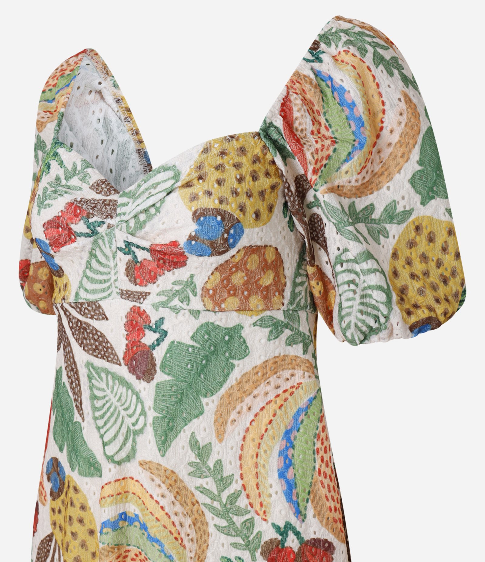 Vestido New Midi em Laise com Decote Coração e Estampa Floral Multicores 6