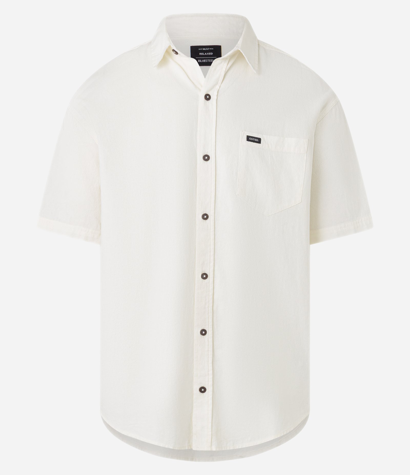 Camisa Relaxed em Algodão com Textura e Bolso Off White 5