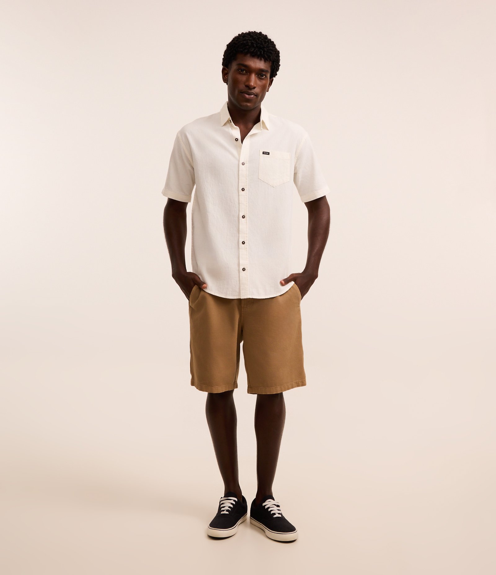 Camisa Relaxed em Algodão com Textura e Bolso Off White 2