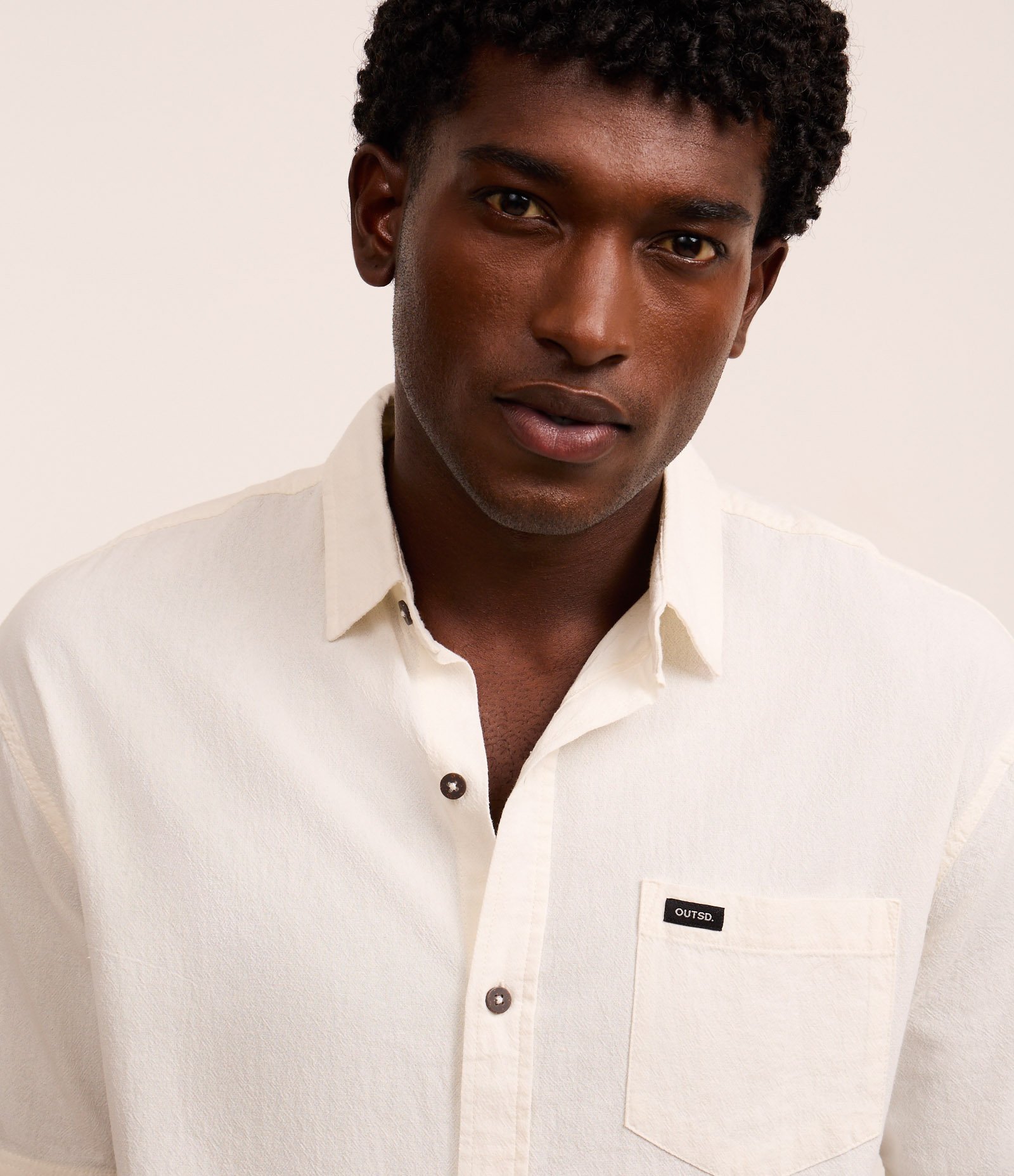 Camisa Relaxed em Algodão com Textura e Bolso Off White 3