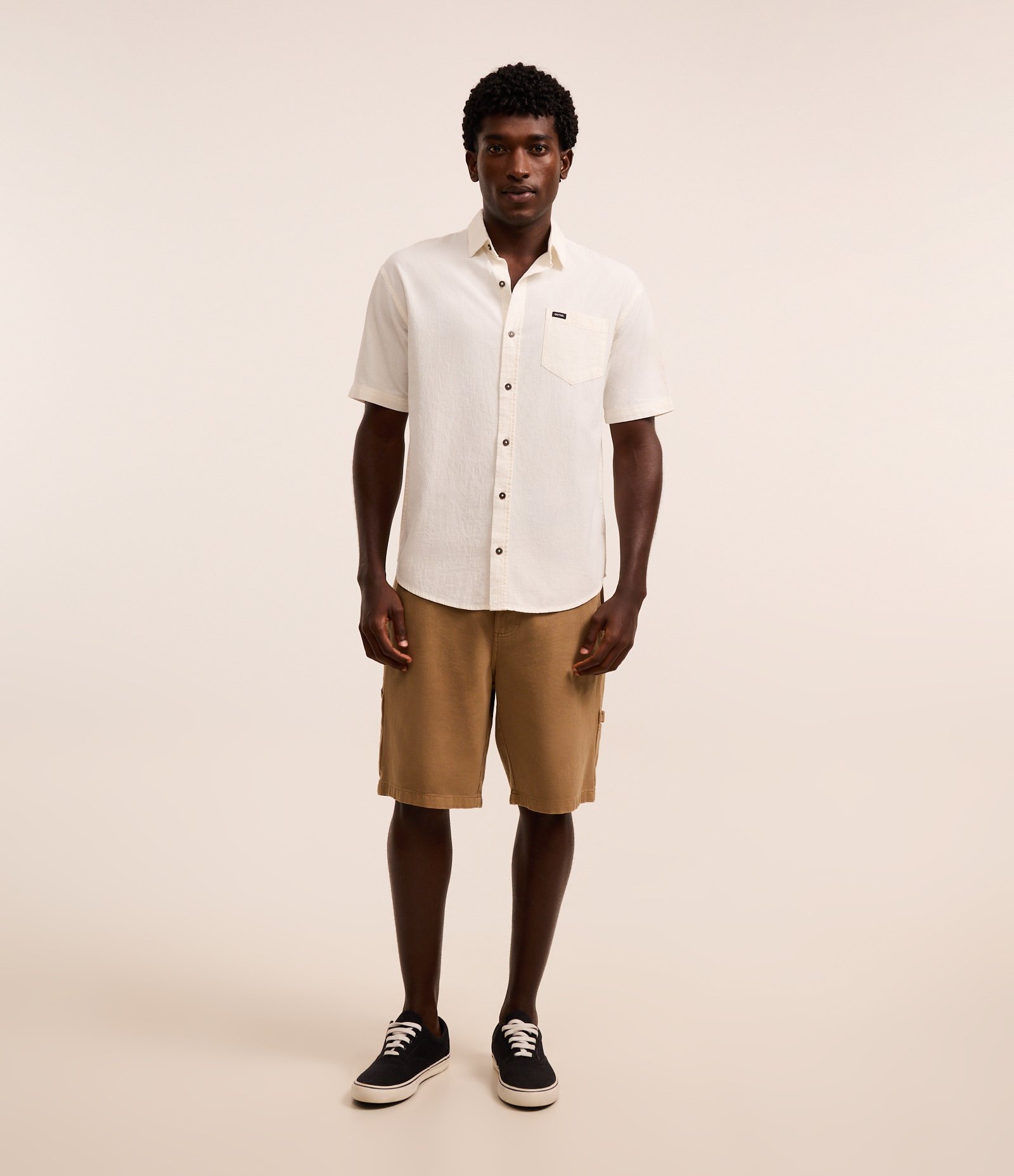 Camisa Relaxed em Algodão com Textura e Bolso Off White 4