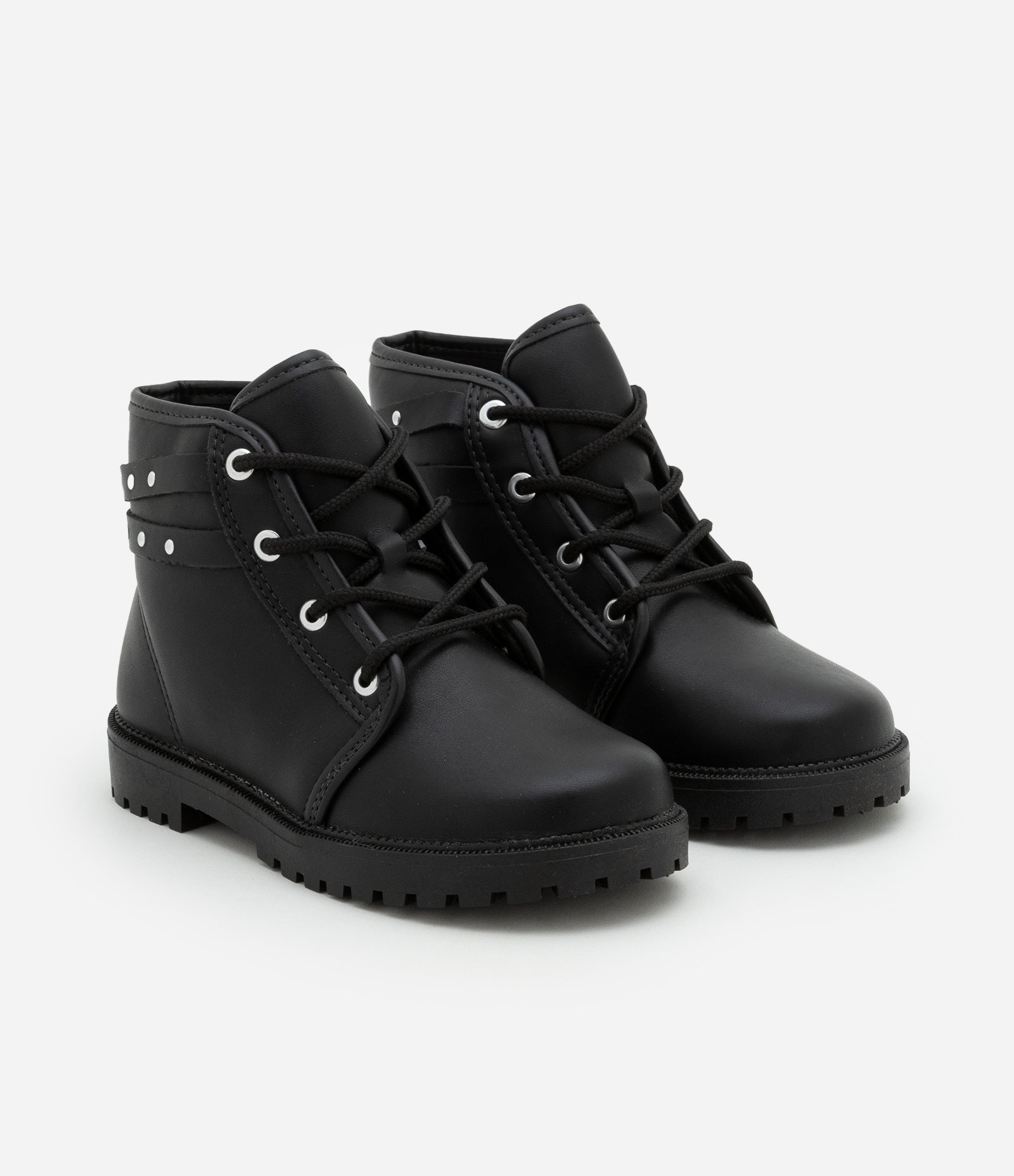 Bota Coturno Infantil com Detalhe de Tachinhas Molekinha - Tam 20 a 25 Preto 1