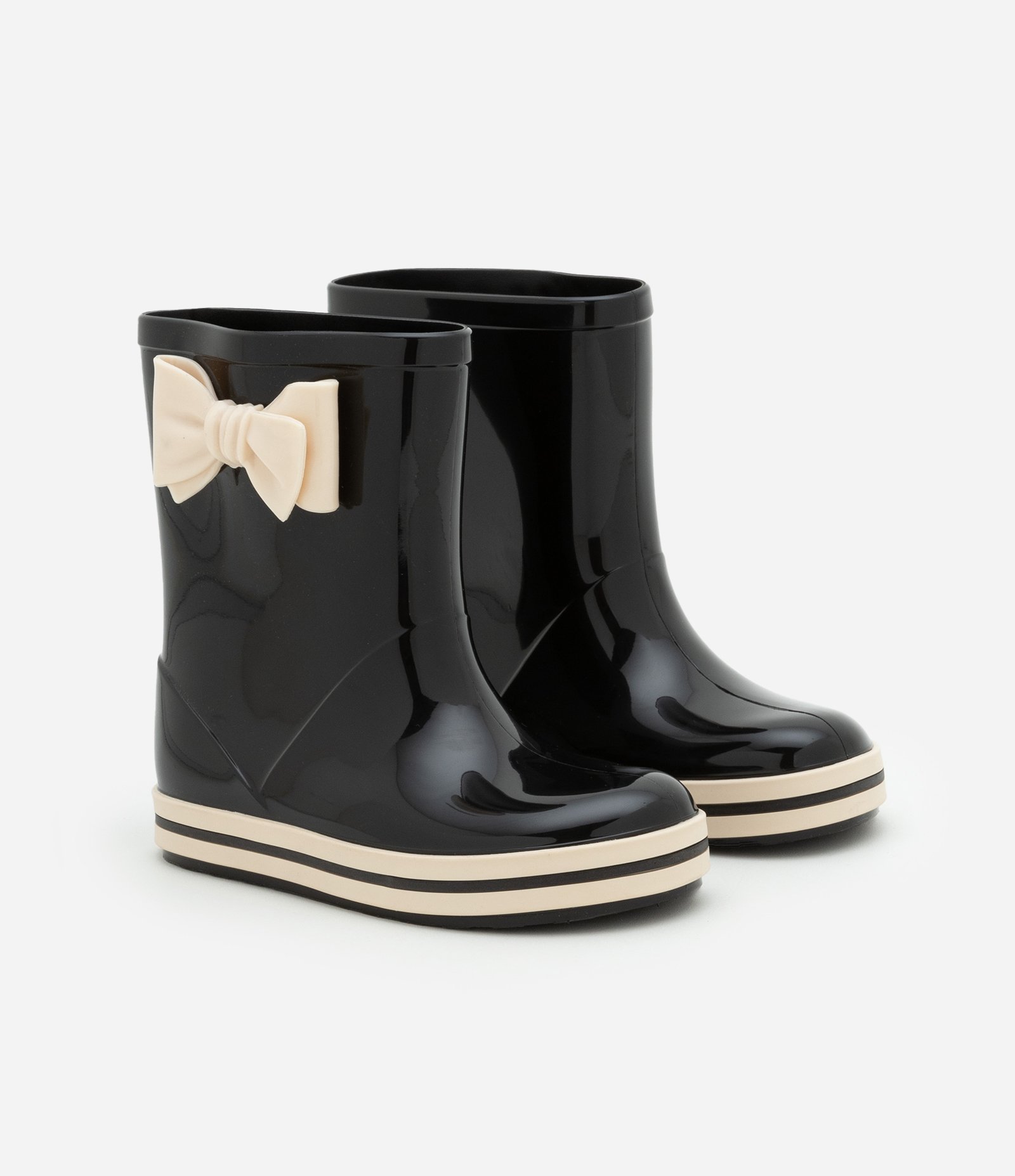 Bota Galocha com Lacinho e Sola Contrastante - Tam 21/22 ao 27/28 Preto 1