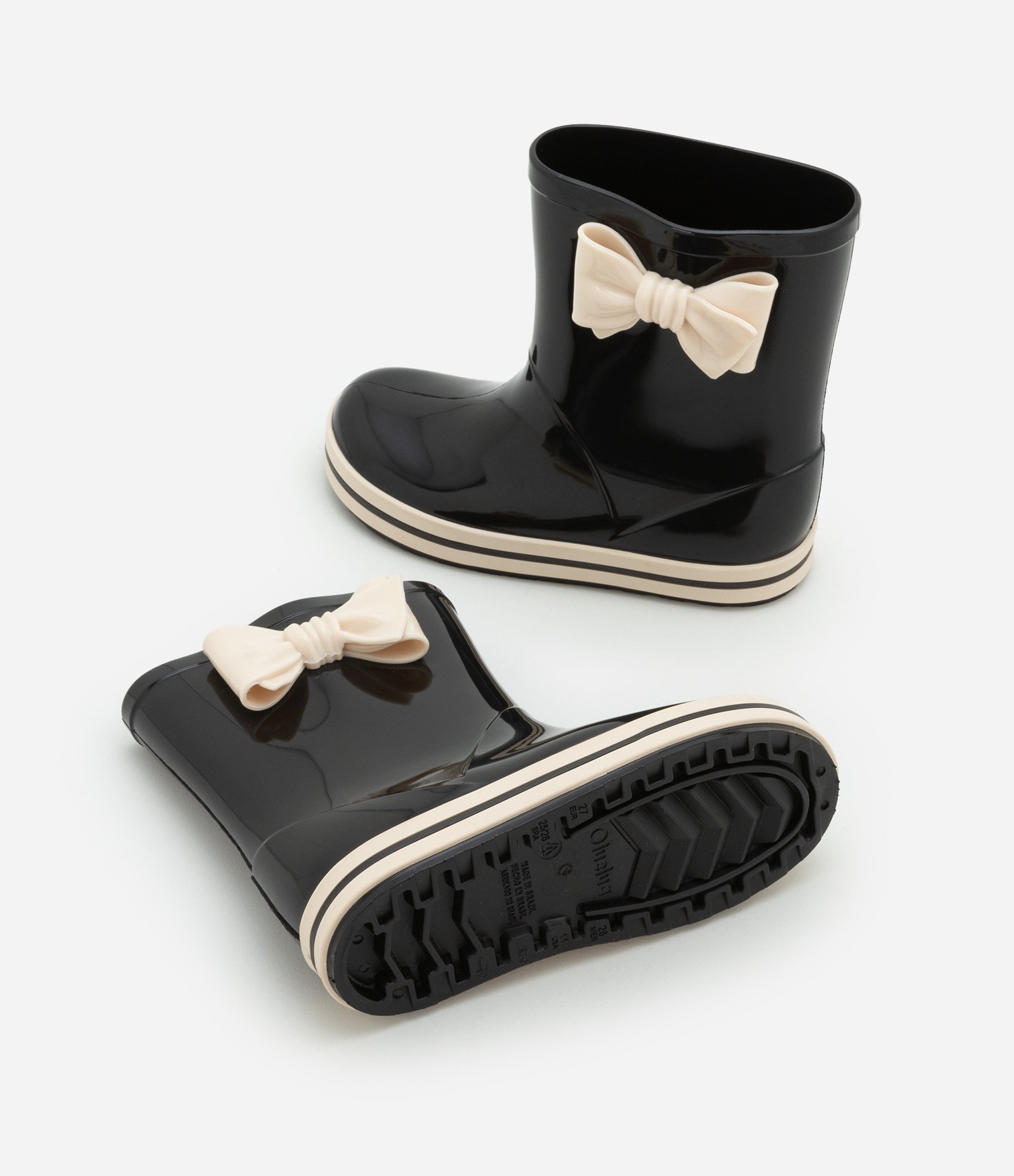 Bota Galocha com Lacinho e Sola Contrastante - Tam 21/22 ao 27/28 Preto 4