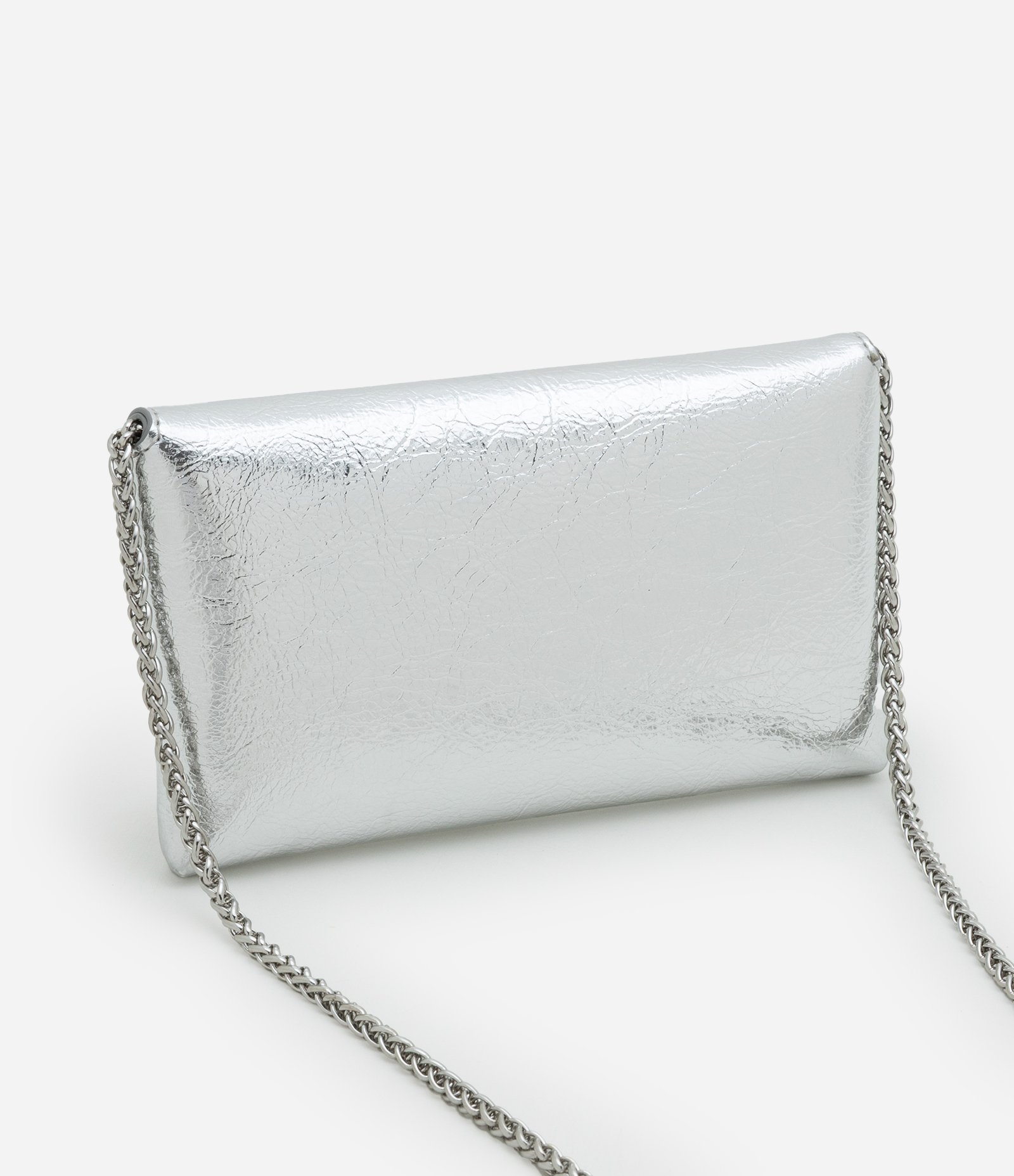 Bolsa Carteira em PU com Alça Transversal de Corrente Prata 3