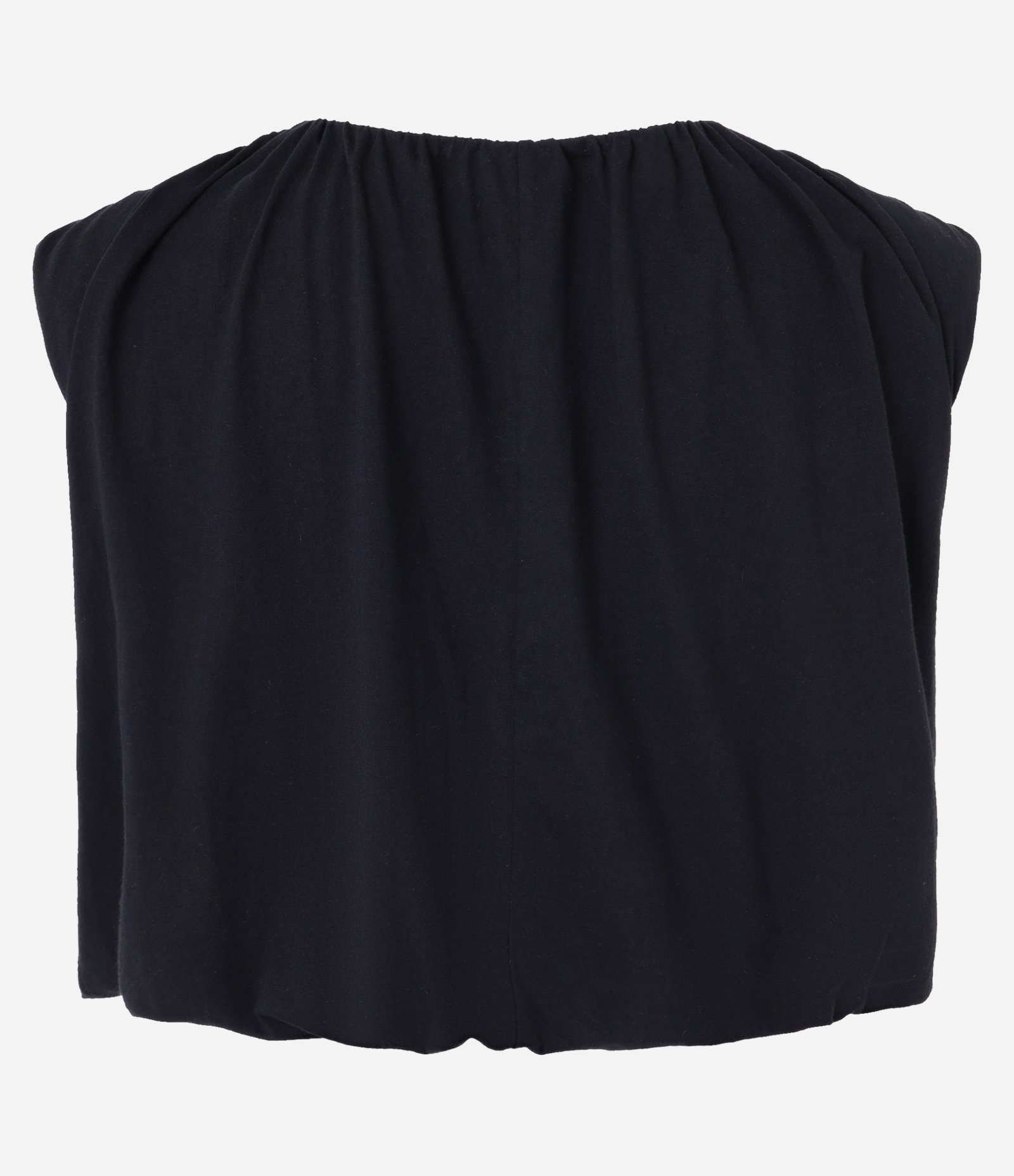 Blusa Cropped Balonê com Ombros Retos e Detalhes Drapeados Preto 6