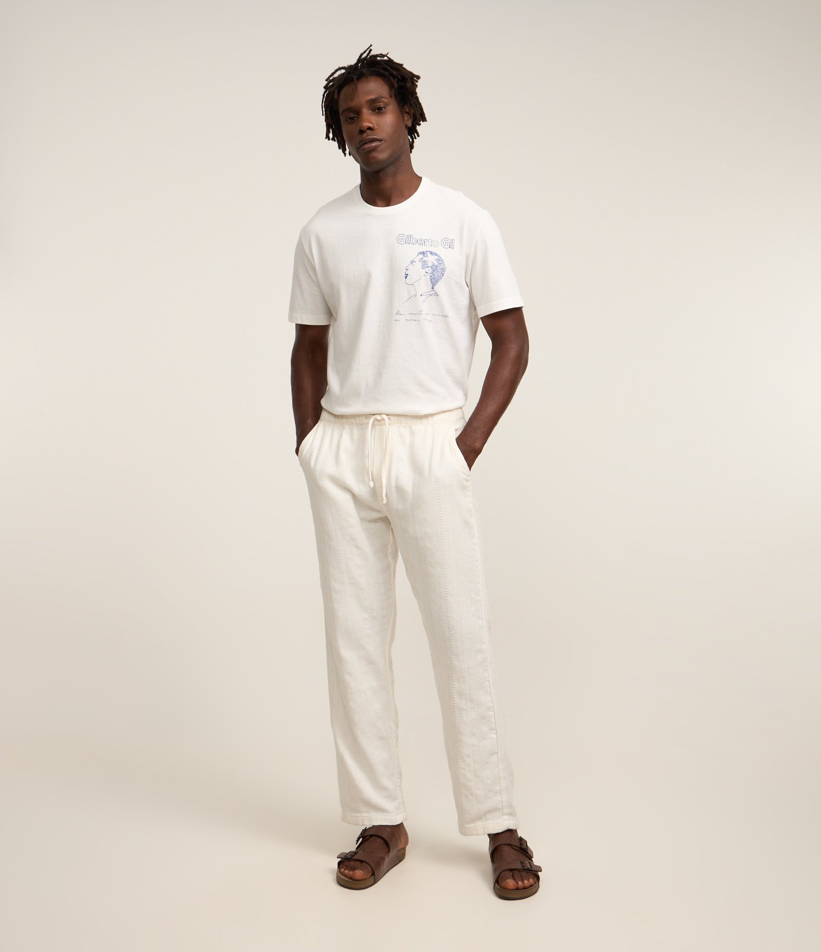 Camiseta em Algodão com Gilberto Gil Meu Caminho Branco 4