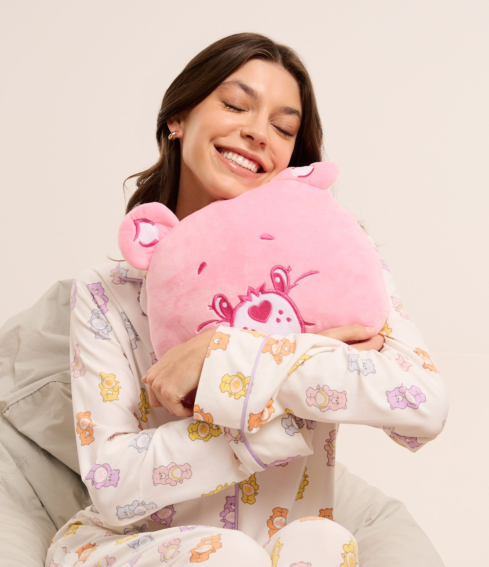 Almofada Bicho de Pelúcia em Formato de Ursinhos Carinhosos Rosa 1