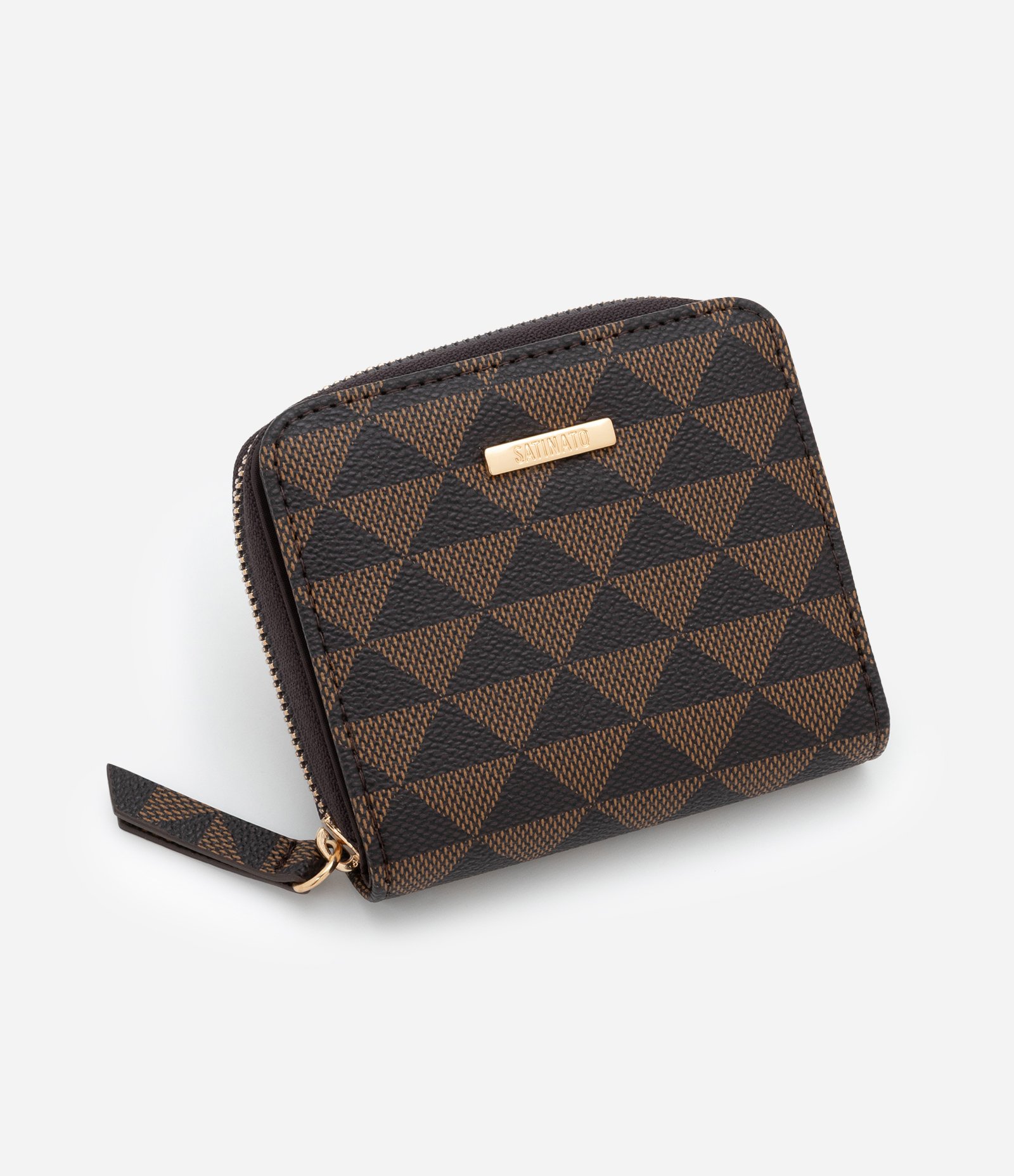 Carteira Envelope Pequena com Estampa Triângulo Marrom 1