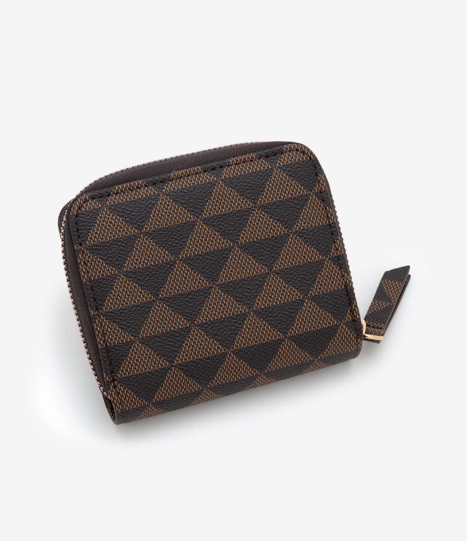 Carteira Envelope Pequena com Estampa Triângulo Marrom 2