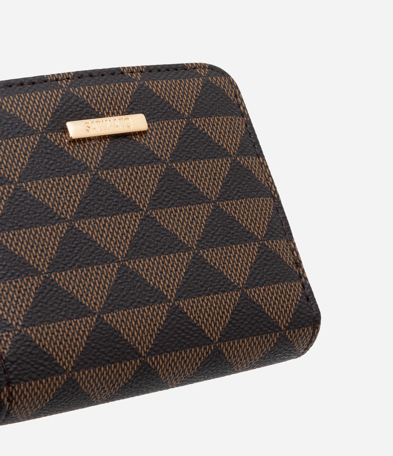 Carteira Envelope Pequena com Estampa Triângulo Marrom 4