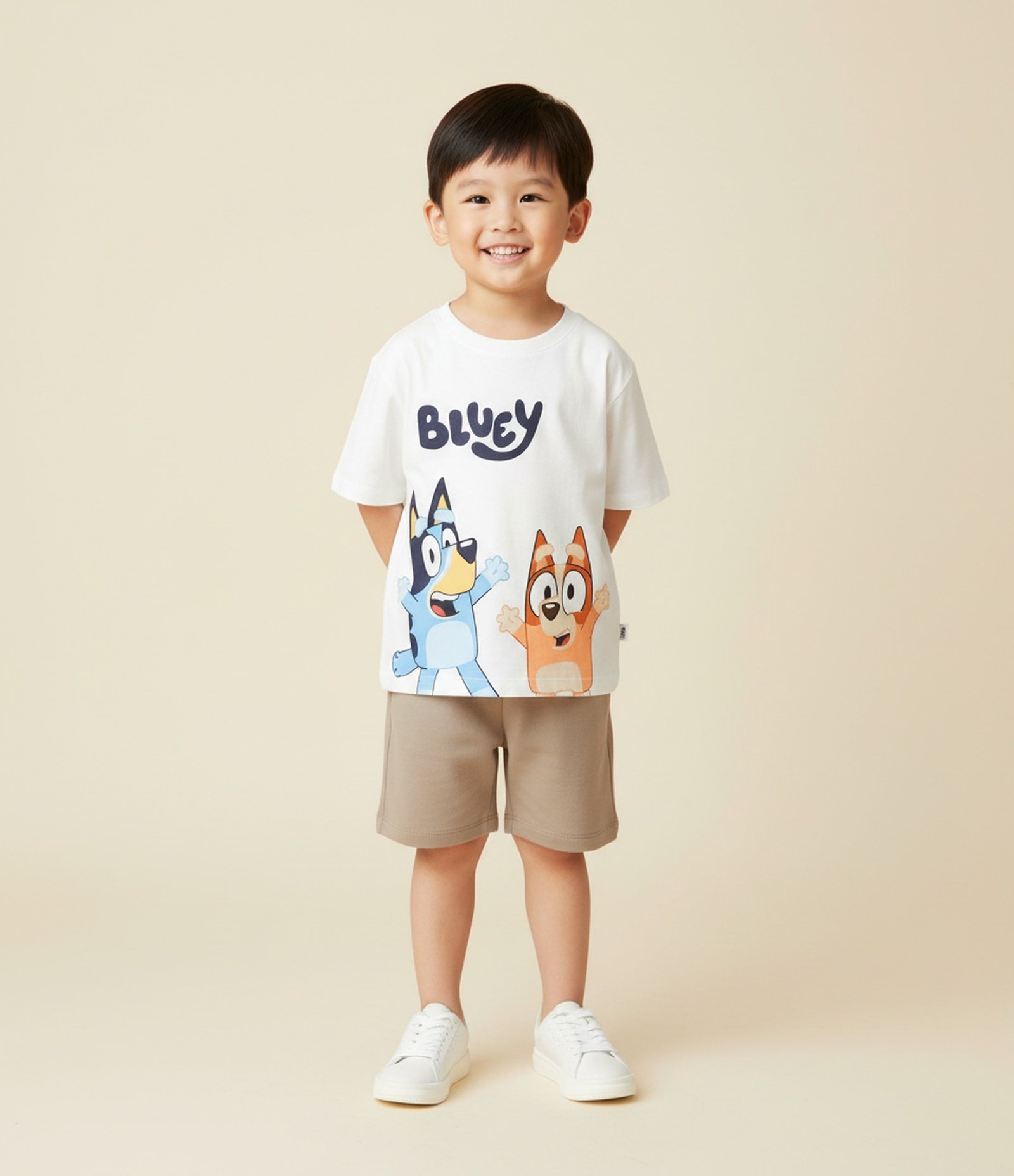 Conjunto Infantil com Estampa Bluey - Tam 2 a 6 Anos Branco/Bege 1
