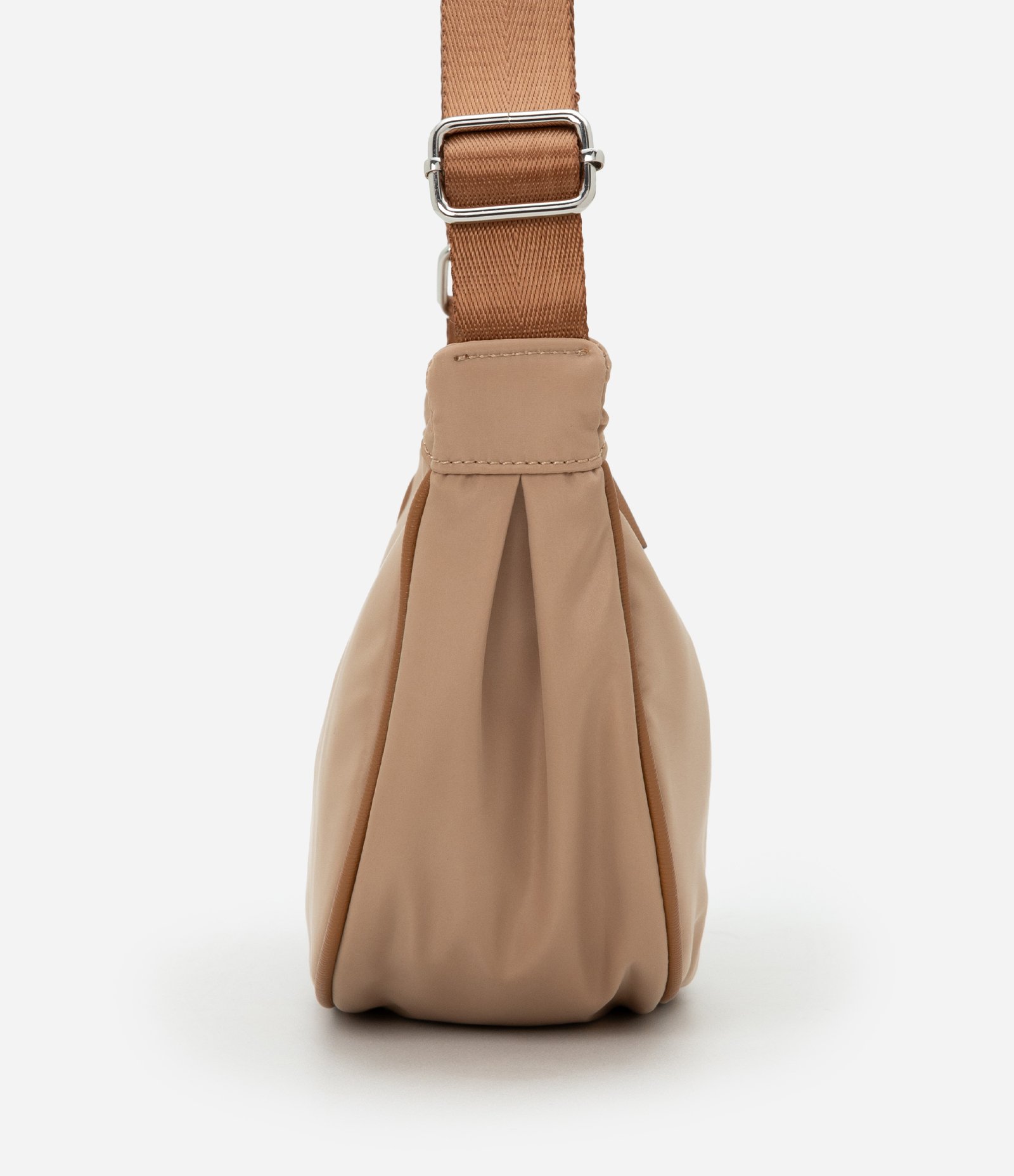 Bolsa Média com Formato Meia Lua e Alça Transversal Regulável Bege 3