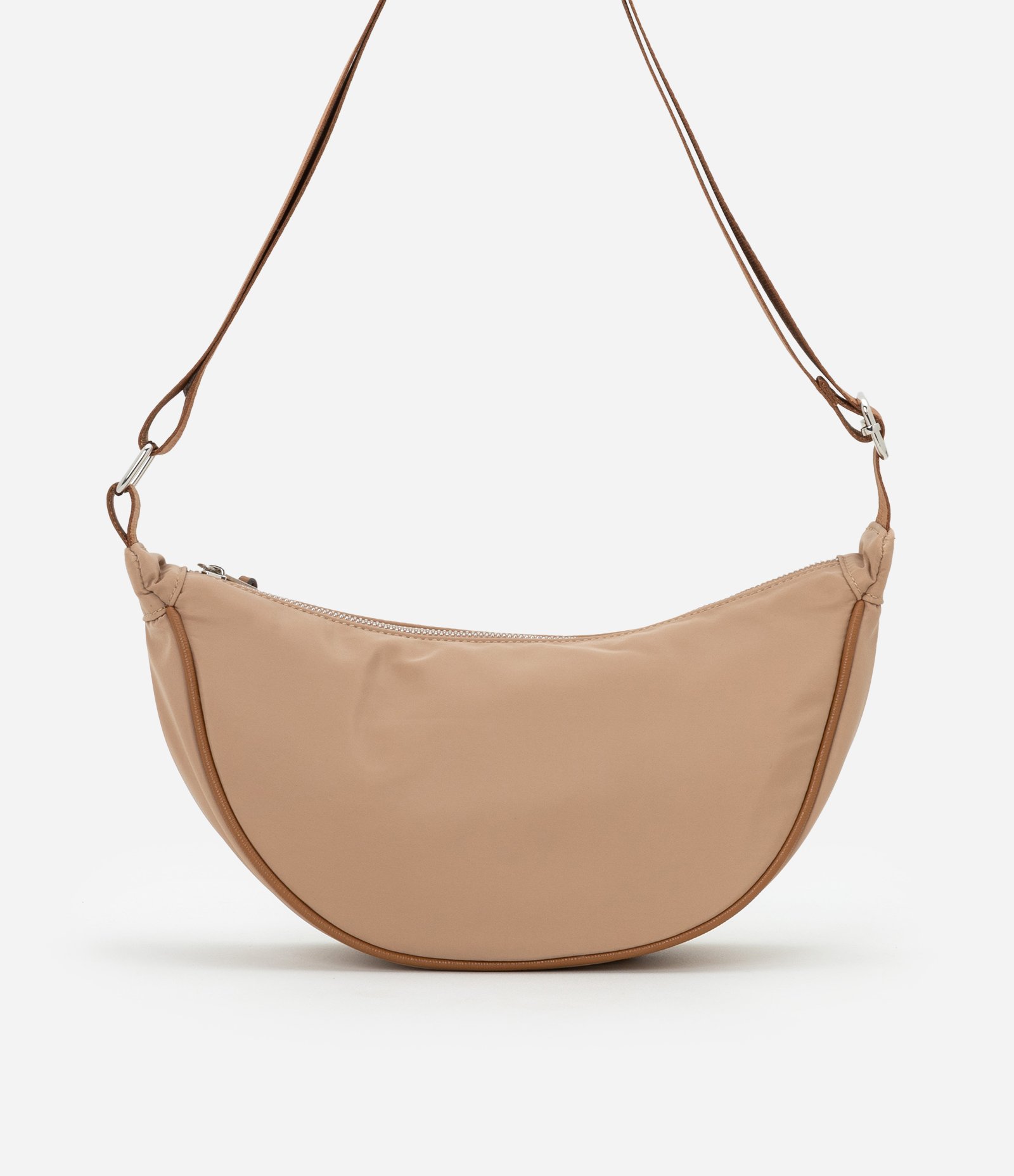 Bolsa Média com Formato Meia Lua e Alça Transversal Regulável Bege 4