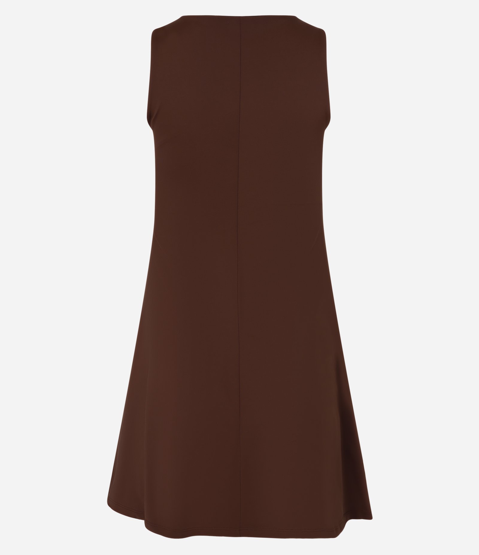 Vestido Curto em Microfibra Sem Mangas Marrom 5