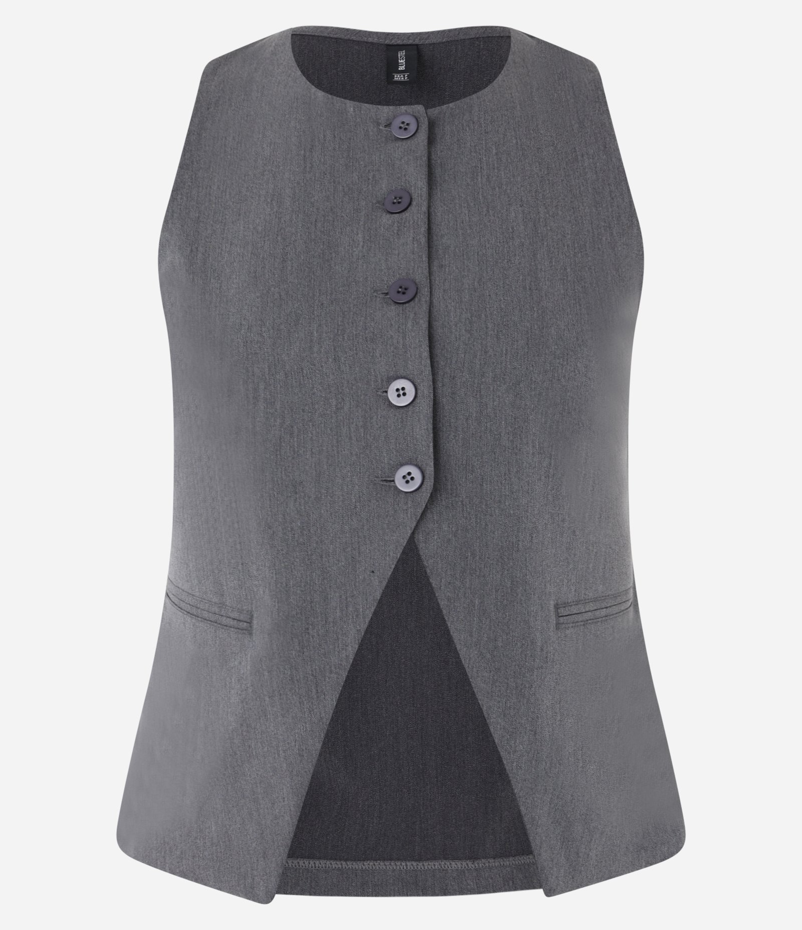 Colete Alongado em Alfaiataria com Botões e Abertura Frontal Cinza 5
