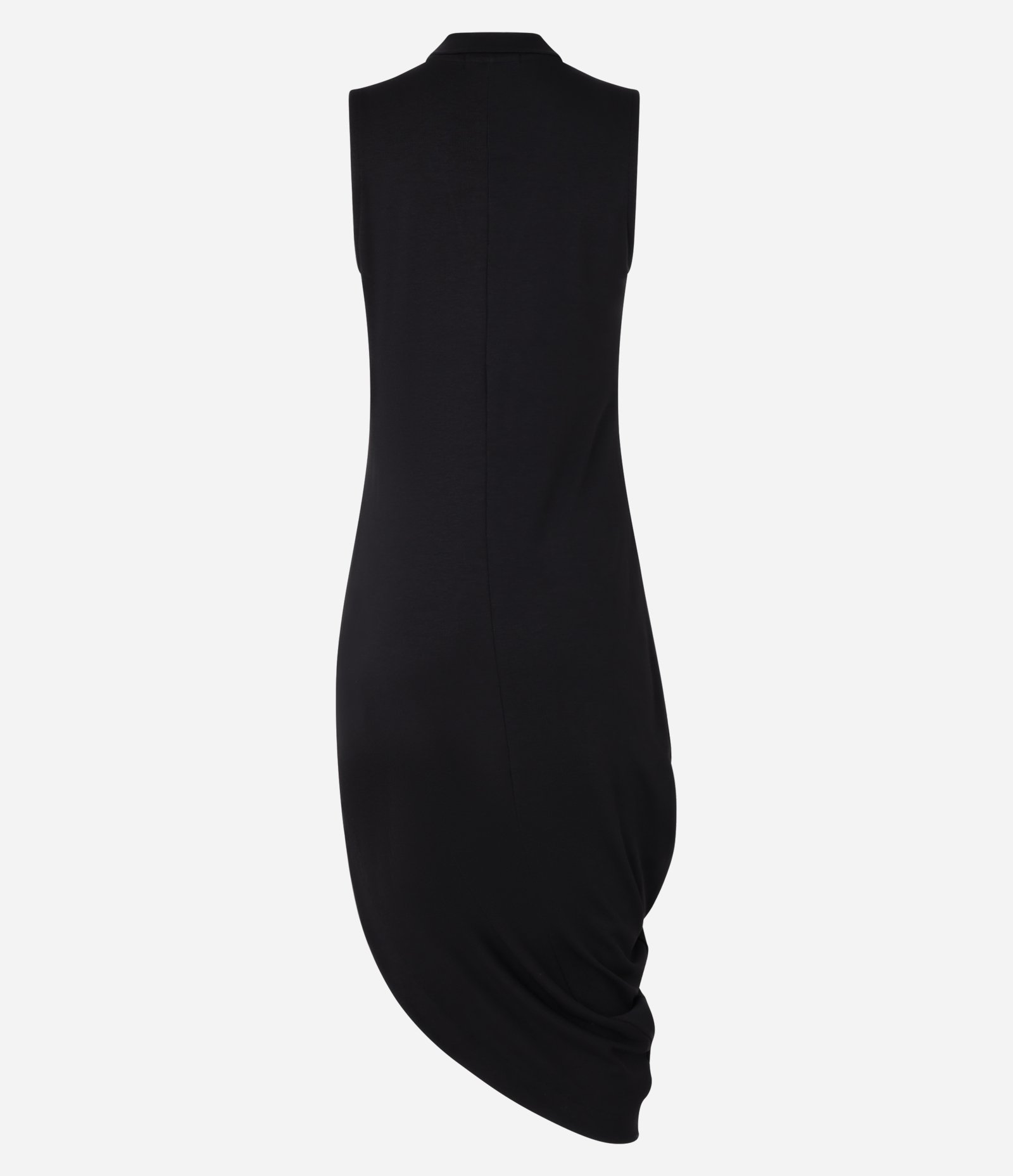 Vestido Midi em Ribana com Gola Polo e Barra Assimétrica Preto 7