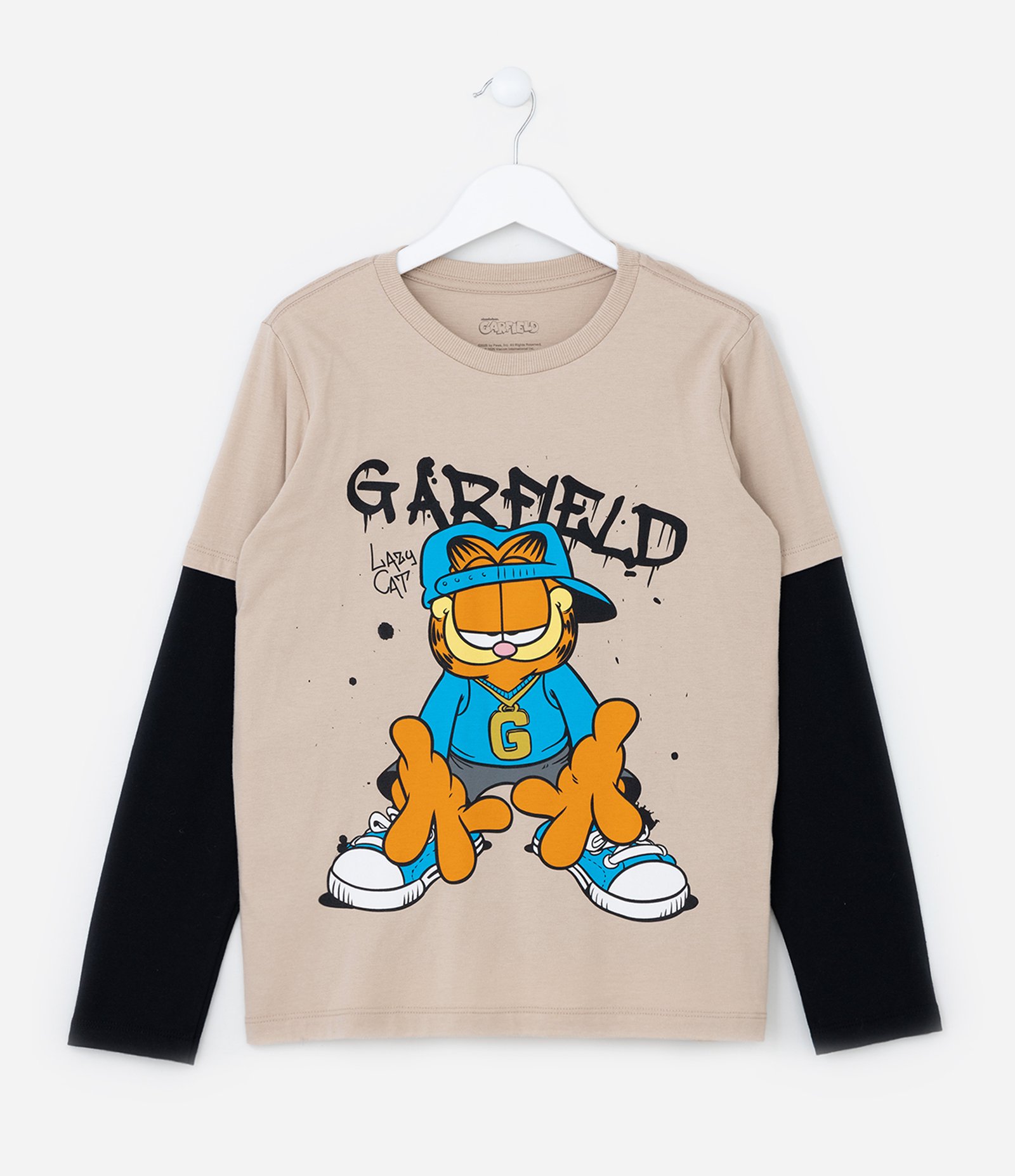 Camiseta Infantil com Estampa Garfield - Tam 5 a 14 Anos Bege 1