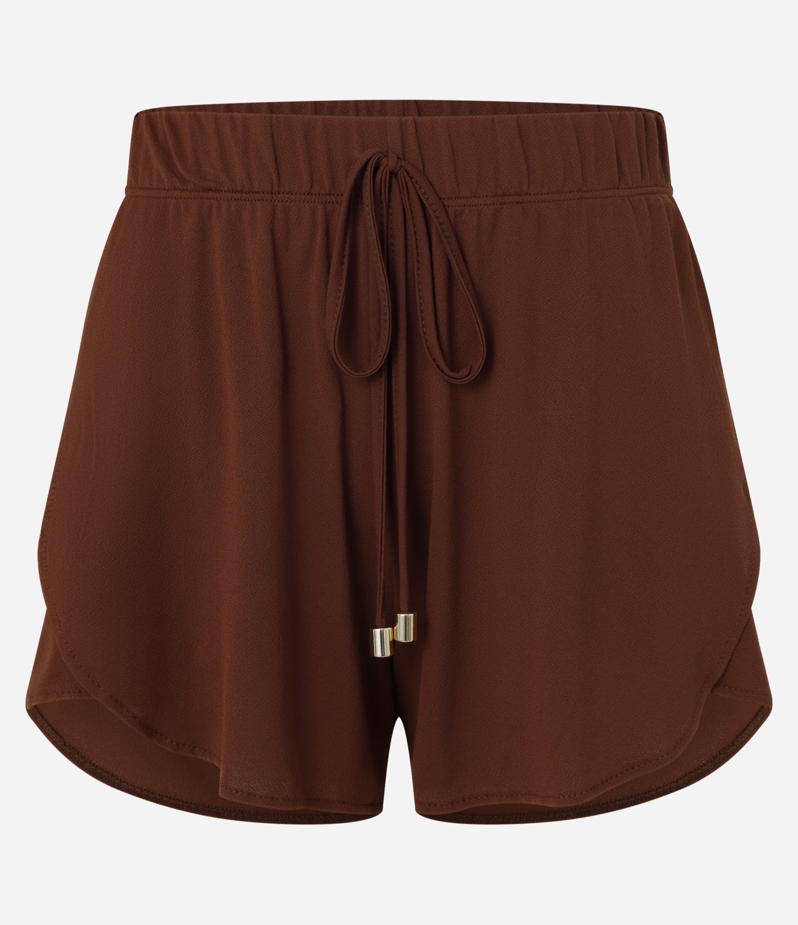 Saída de Praia Short Básico em Crepe com Cós Elástico Marrom 5