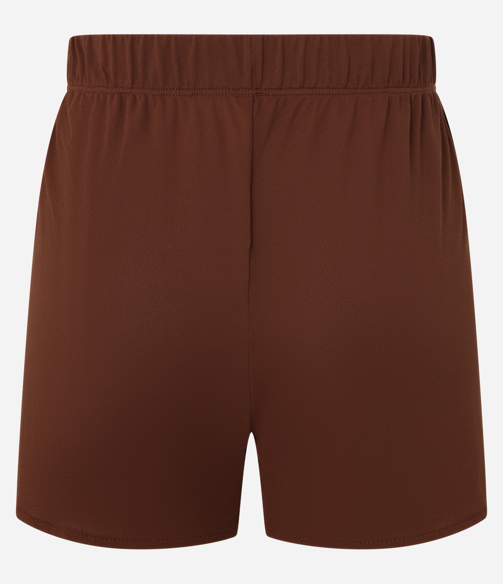 Saída de Praia Short Básico em Crepe com Cós Elástico Marrom 6