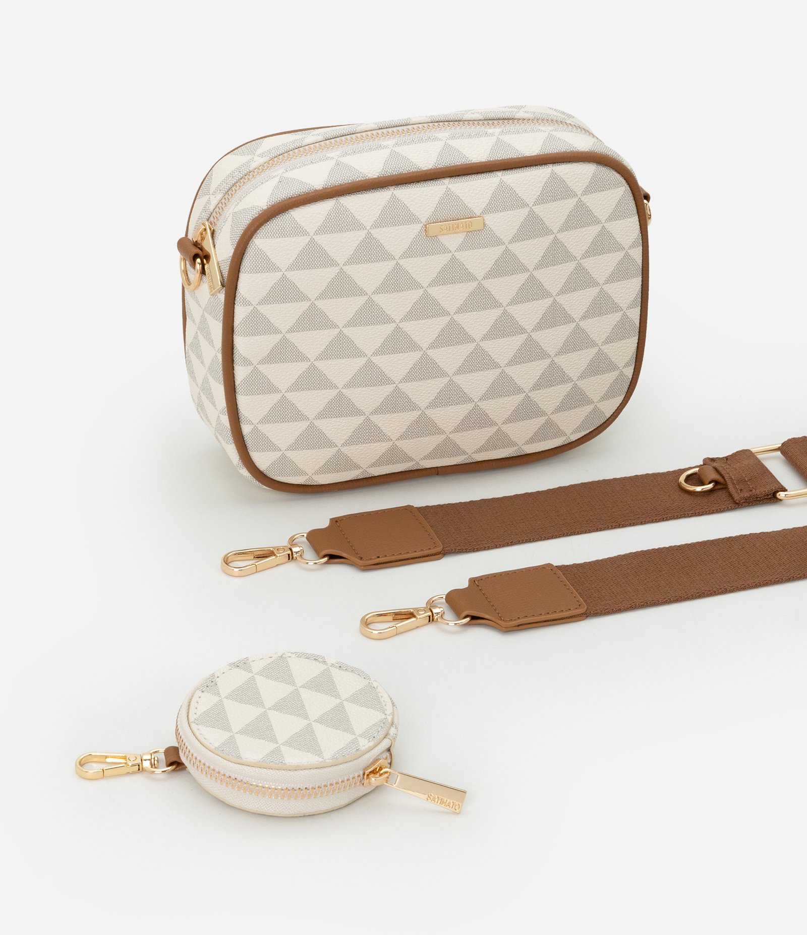 Bolsa Câmera Bag Pequena com Porta Moedas e Alça de Gorgorão Off White 8