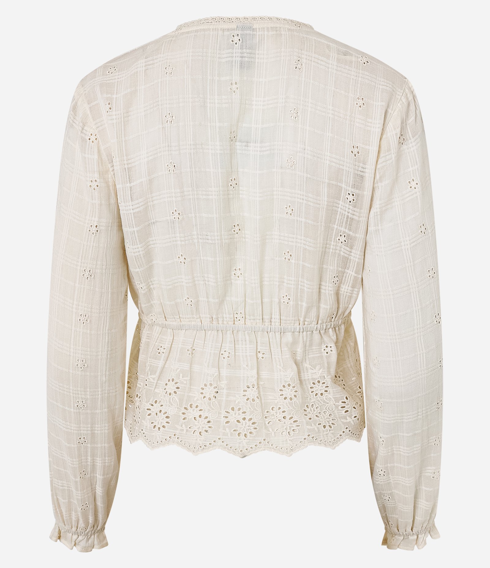 Blusa Curta em Laise com Bordado e Amarração Frontal Bege 9