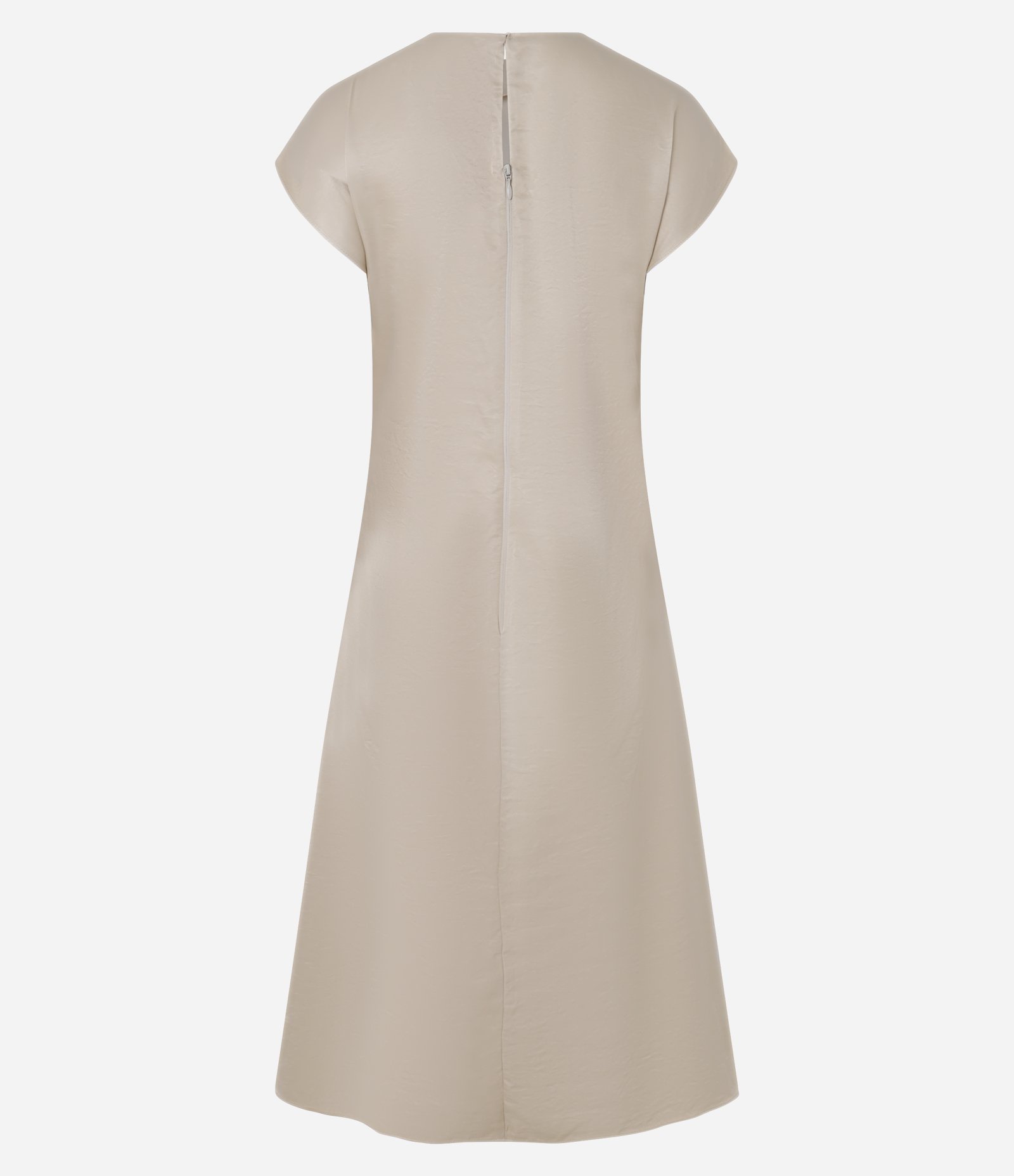 Vestido Midi Acetinado com Gola Redonda e Detalhe na Cintura Bege 6