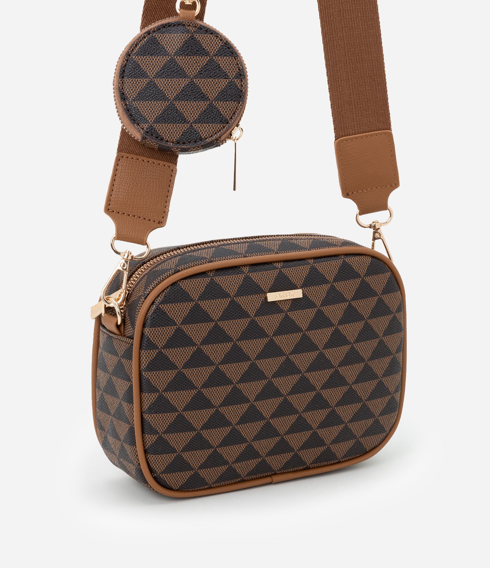 Bolsa Câmera Bag Transversal Pequena com Porta Moedas Marrom 1