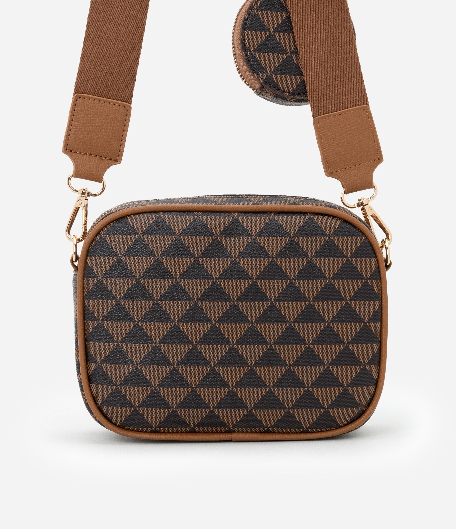 Bolsa Câmera Bag Transversal Pequena com Porta Moedas Marrom 3