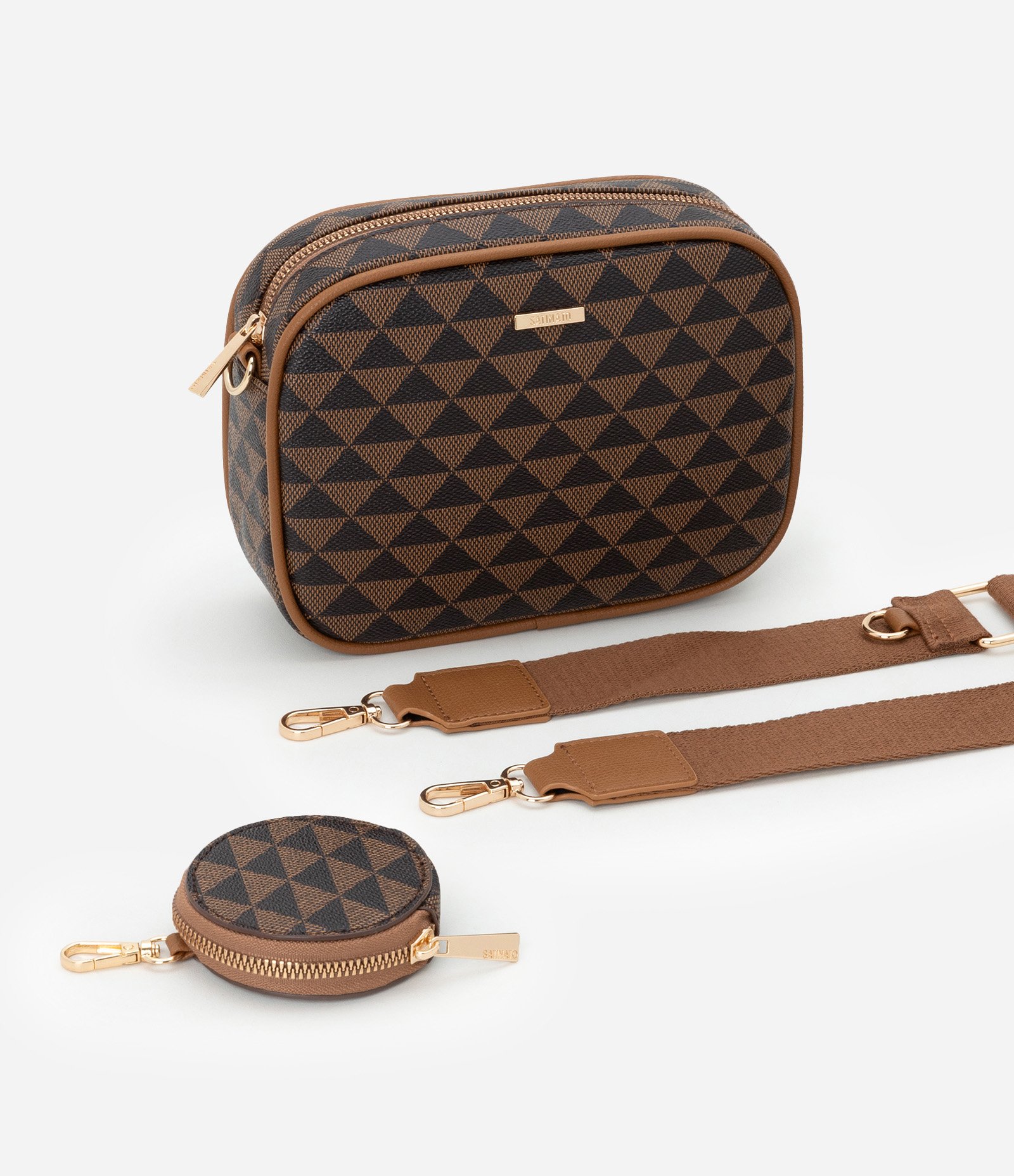Bolsa Câmera Bag Transversal Pequena com Porta Moedas Marrom 7