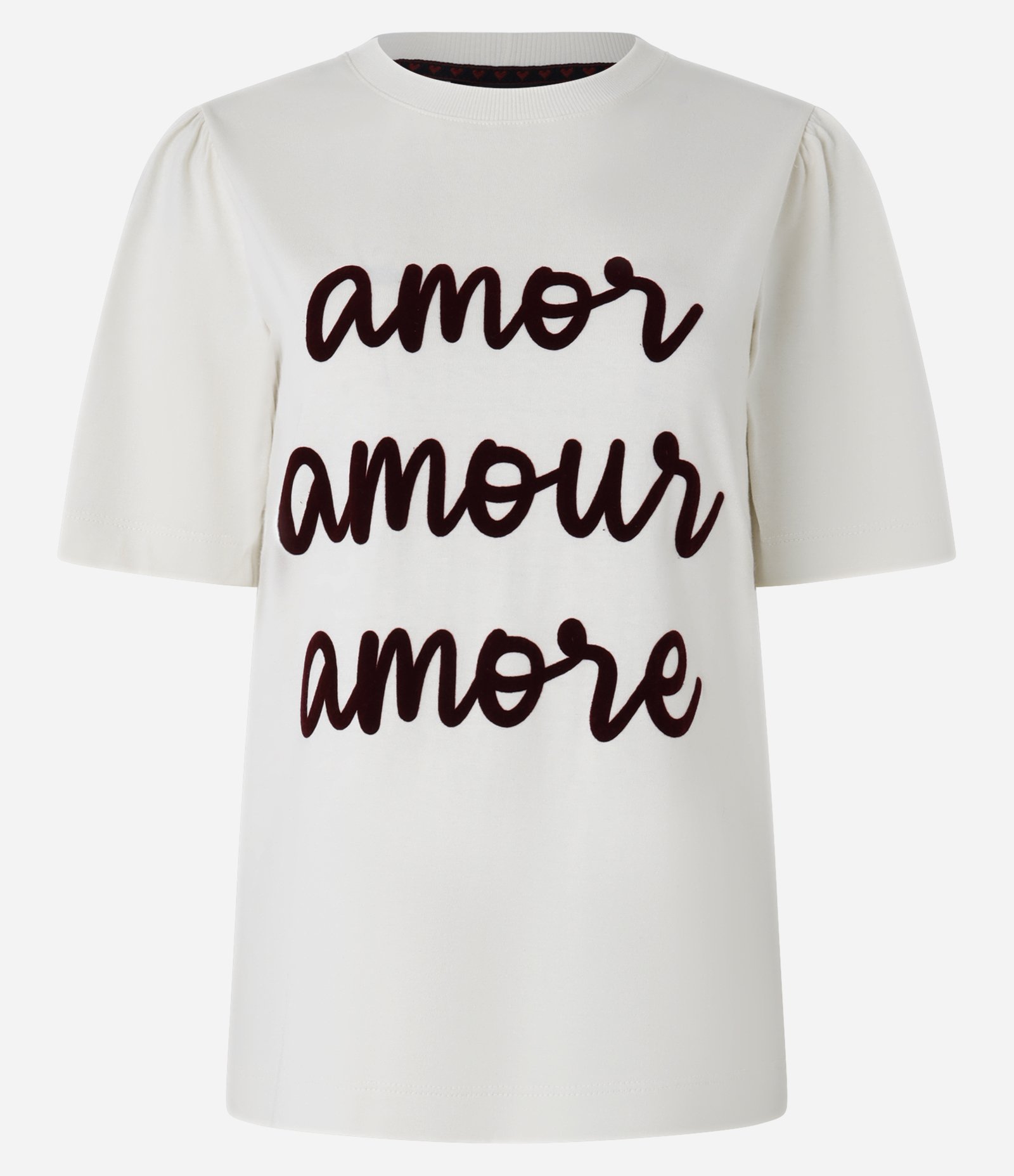 Camiseta Slim com Estampa Amor Amour Amore Branco 5