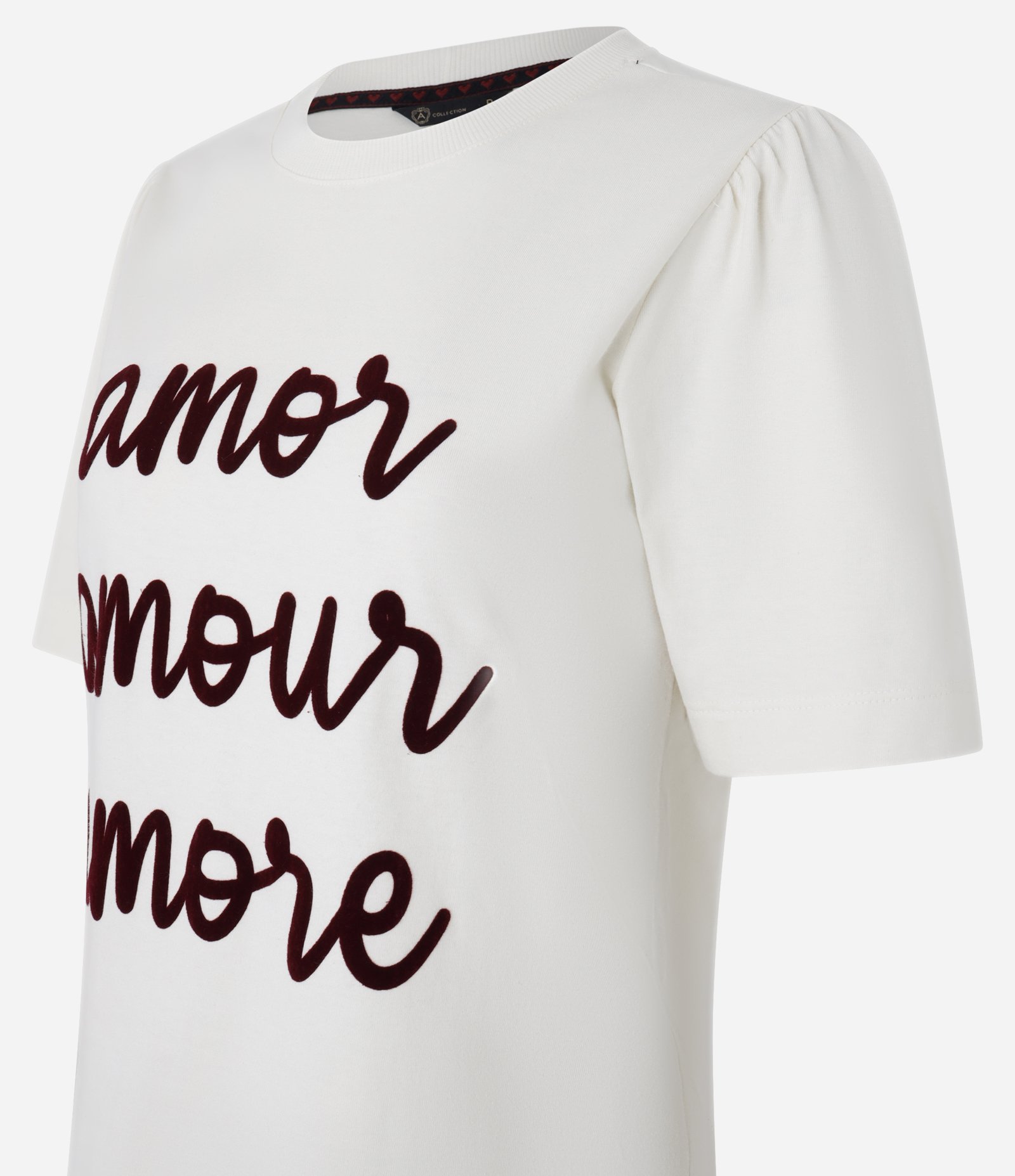 Camiseta Slim com Estampa Amor Amour Amore Branco 6