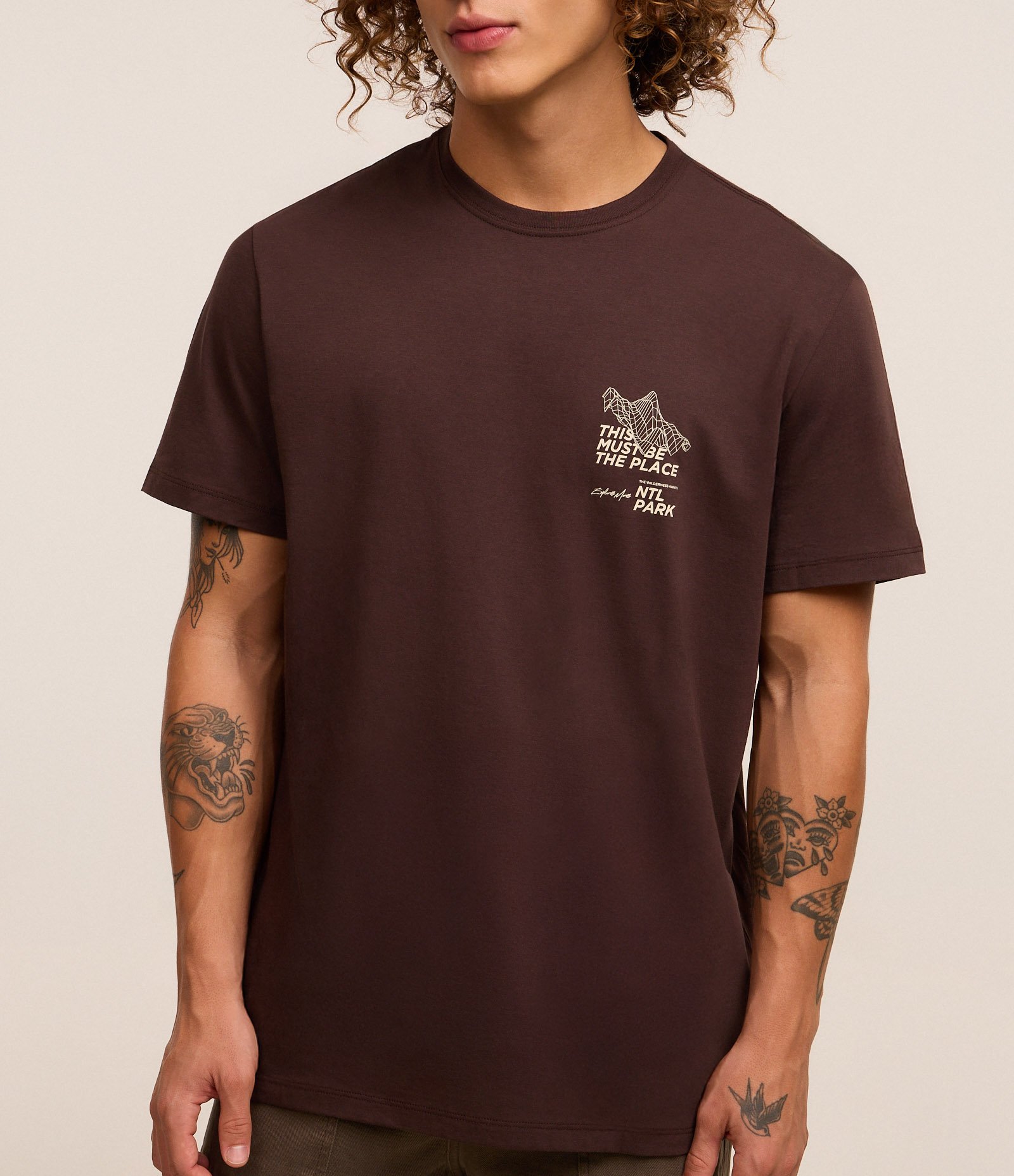 Camiseta Comfort em Algodão Peruano com Estampa Lettering Marrom 3