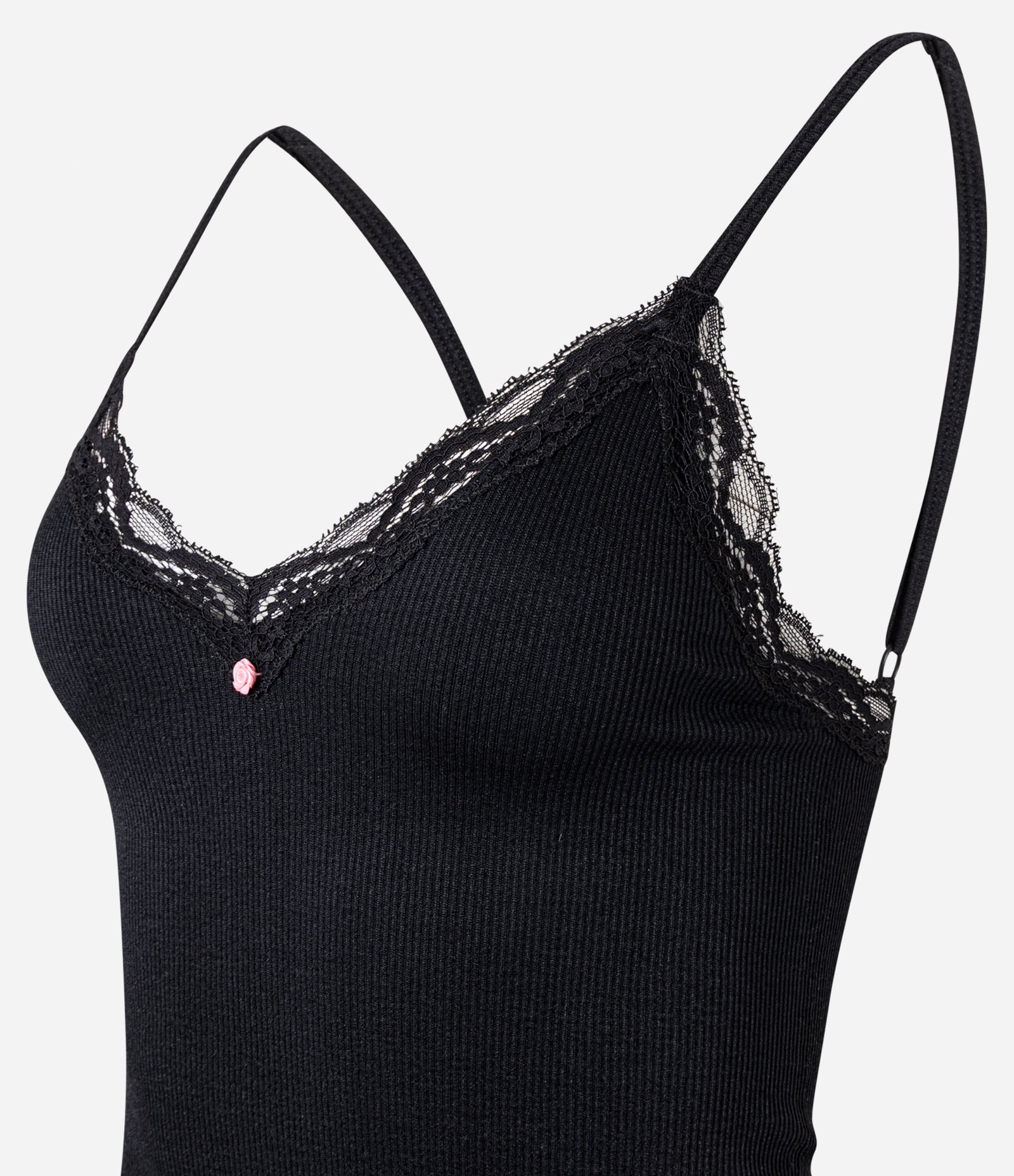 Pijama Short Doll em Poliamida Seamless com Rendinha no Decote Preto 5