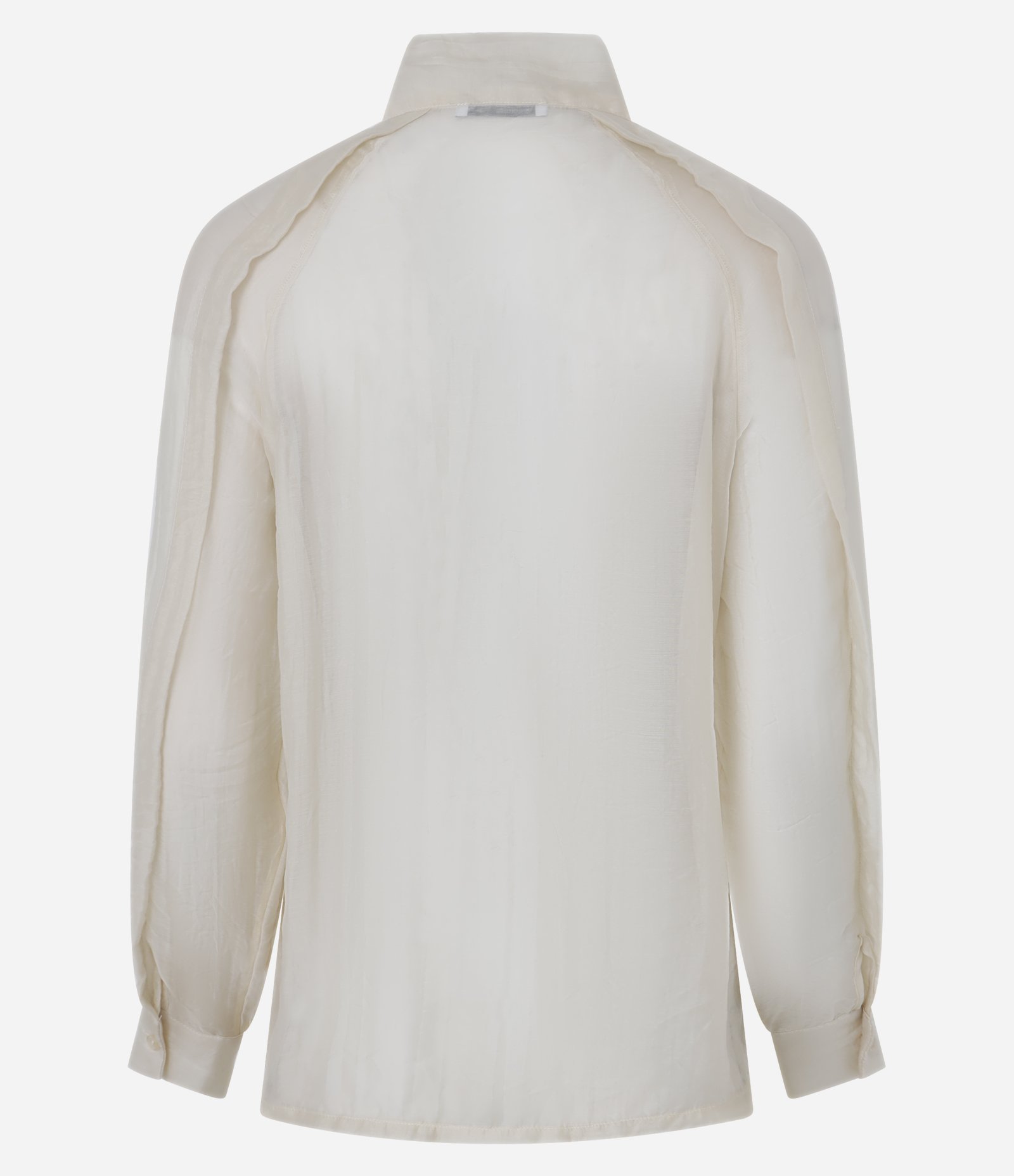 Camisa Texturizada em Voal com Gola Laço Off White 9