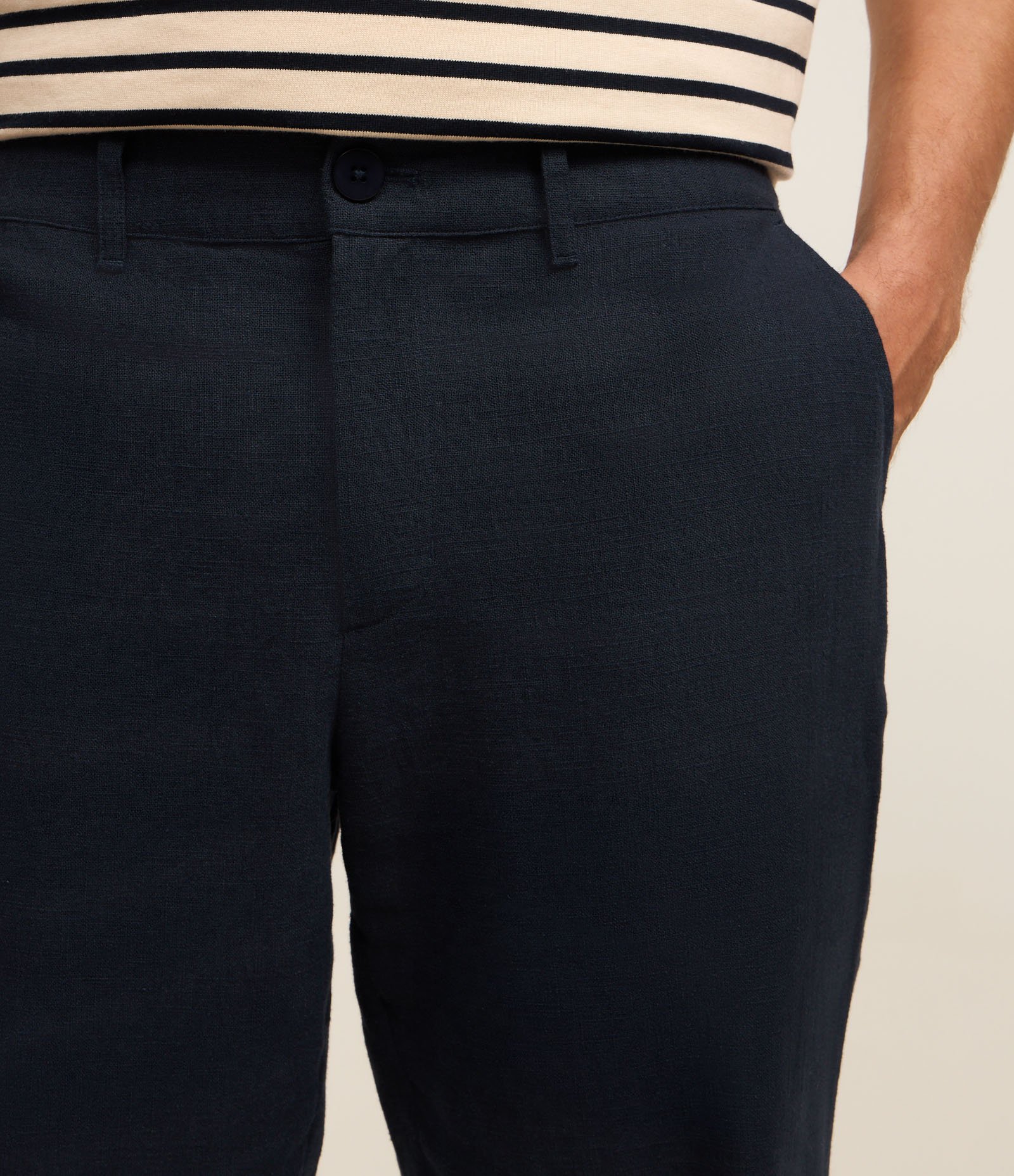 Calça com Linho com Efeito Rustico Azul Marinho 3
