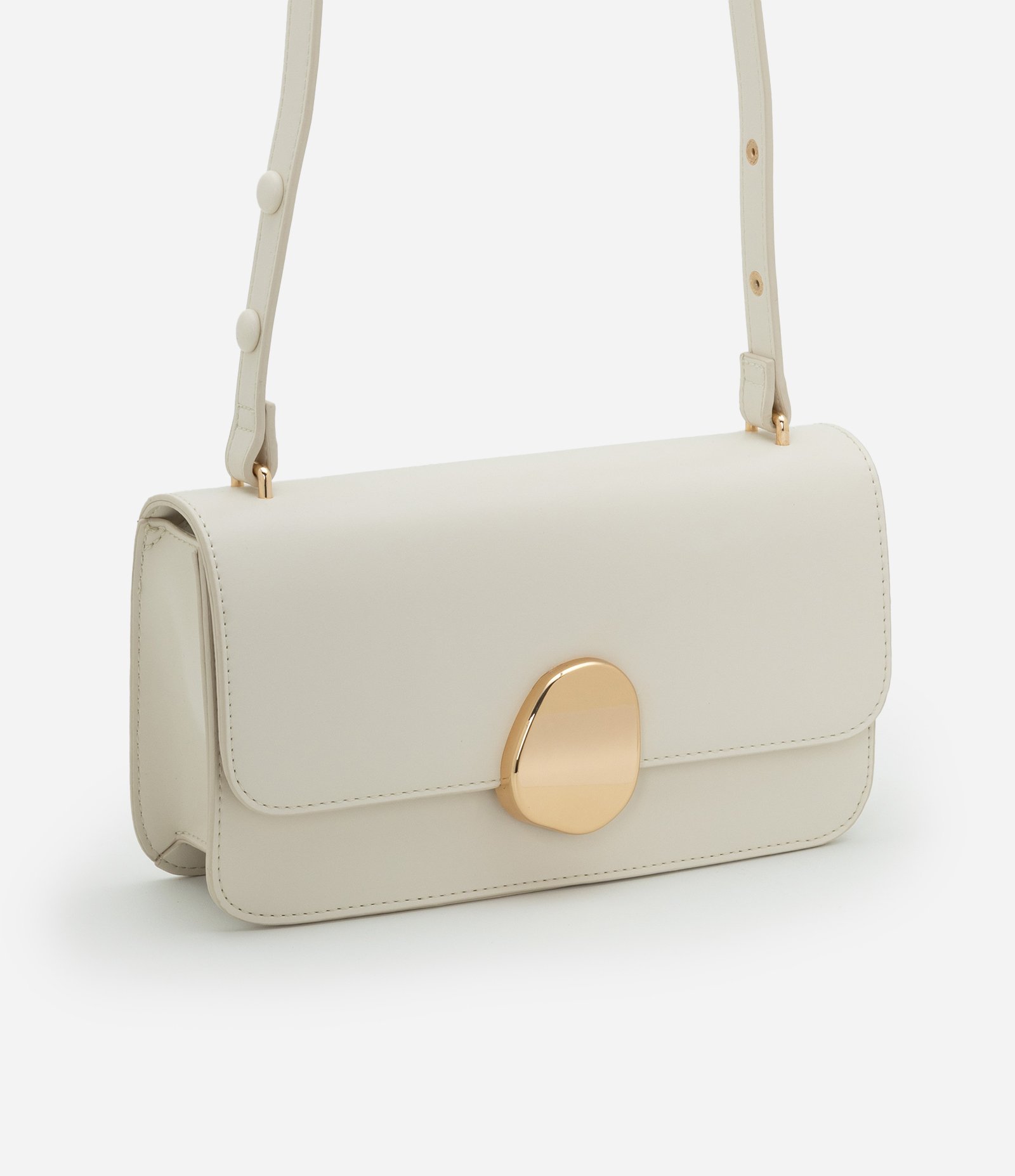Bolsa Shoulder Média com Tampa e Detalhe Metalizado Off White 2