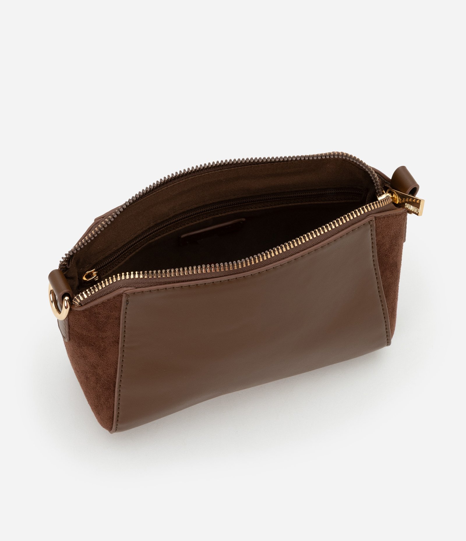 Bolsa Transversal com Fechamento por Zíper Marrom Escuro 6