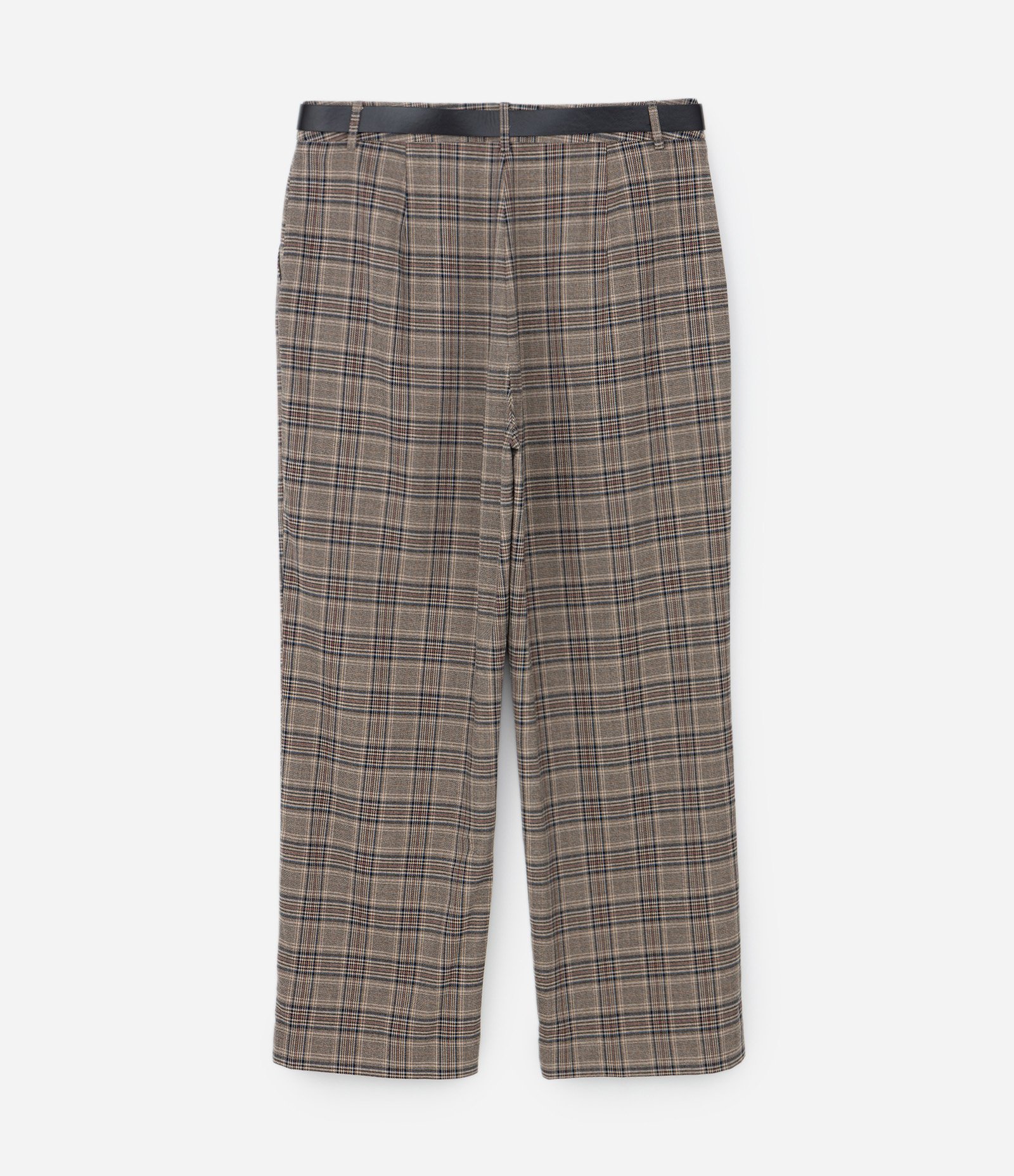 Calça Reta Alfaiataria Xadrez com Cinto Curve & Plus Size Marrom/Cinza 7