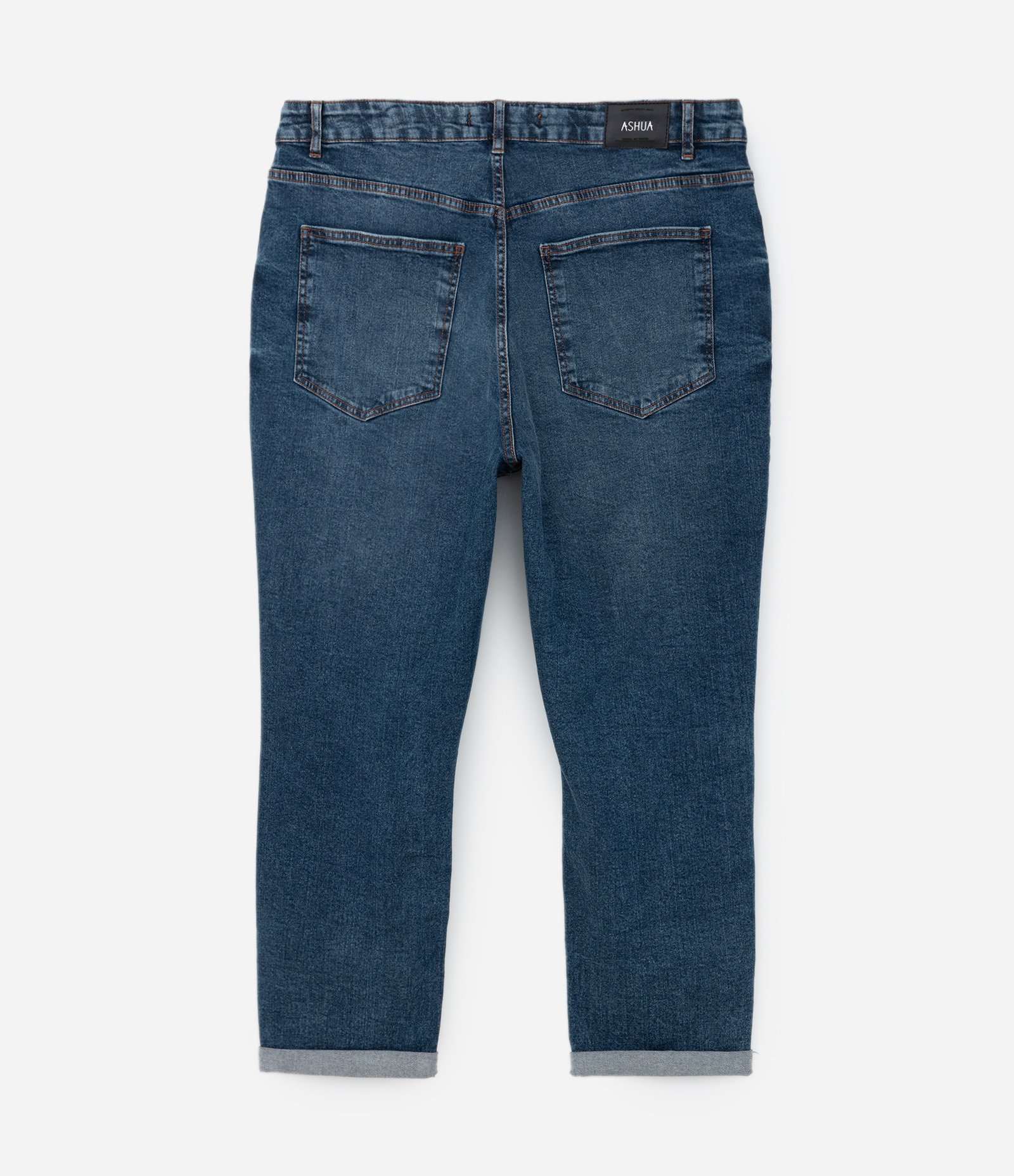 Calça Mom Jeans Elastano e Barra Dobrada Curve & Plus Size Azul 7
