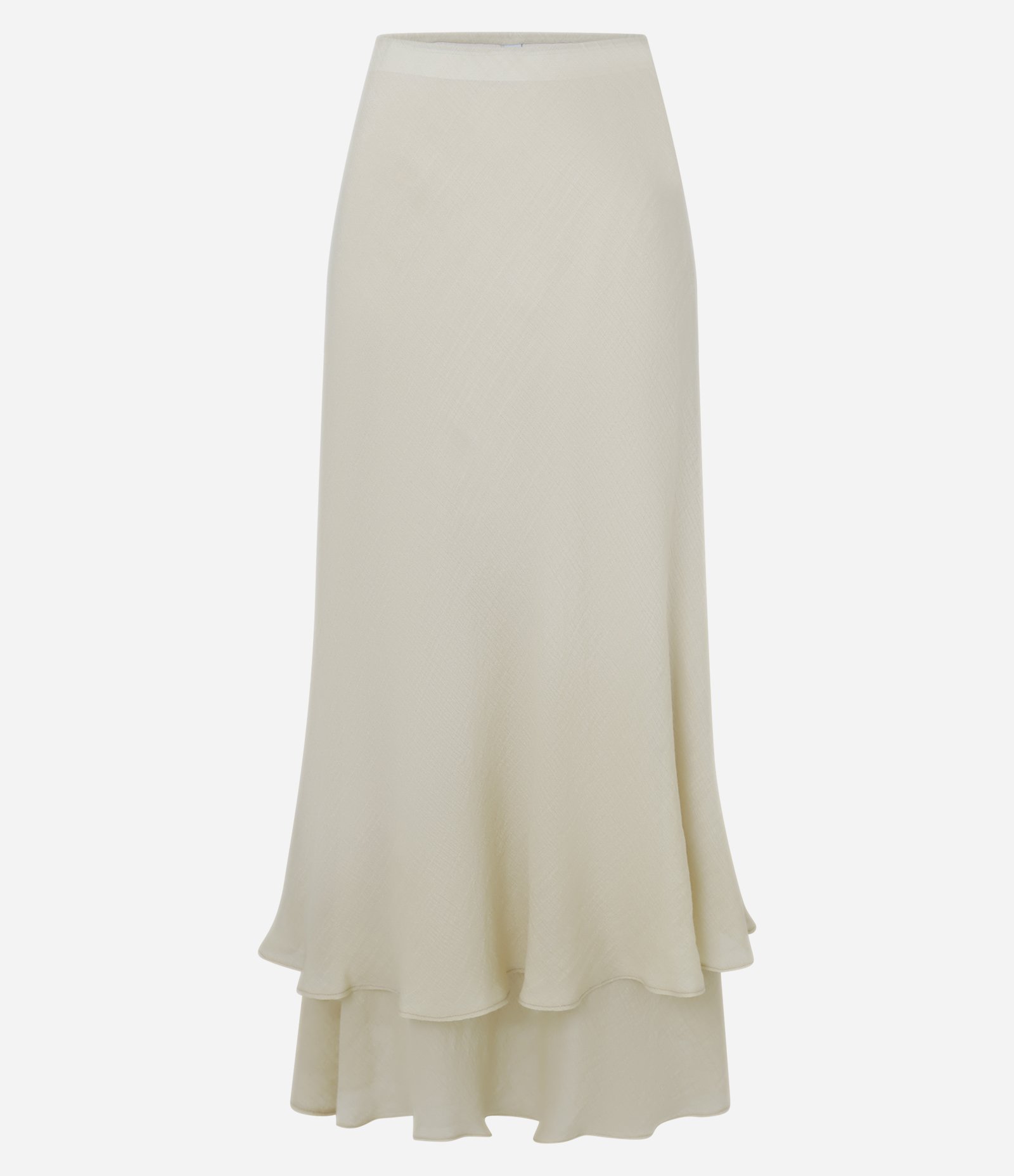 Saia Midi em Viscose com Camadas na Barra Bege 7