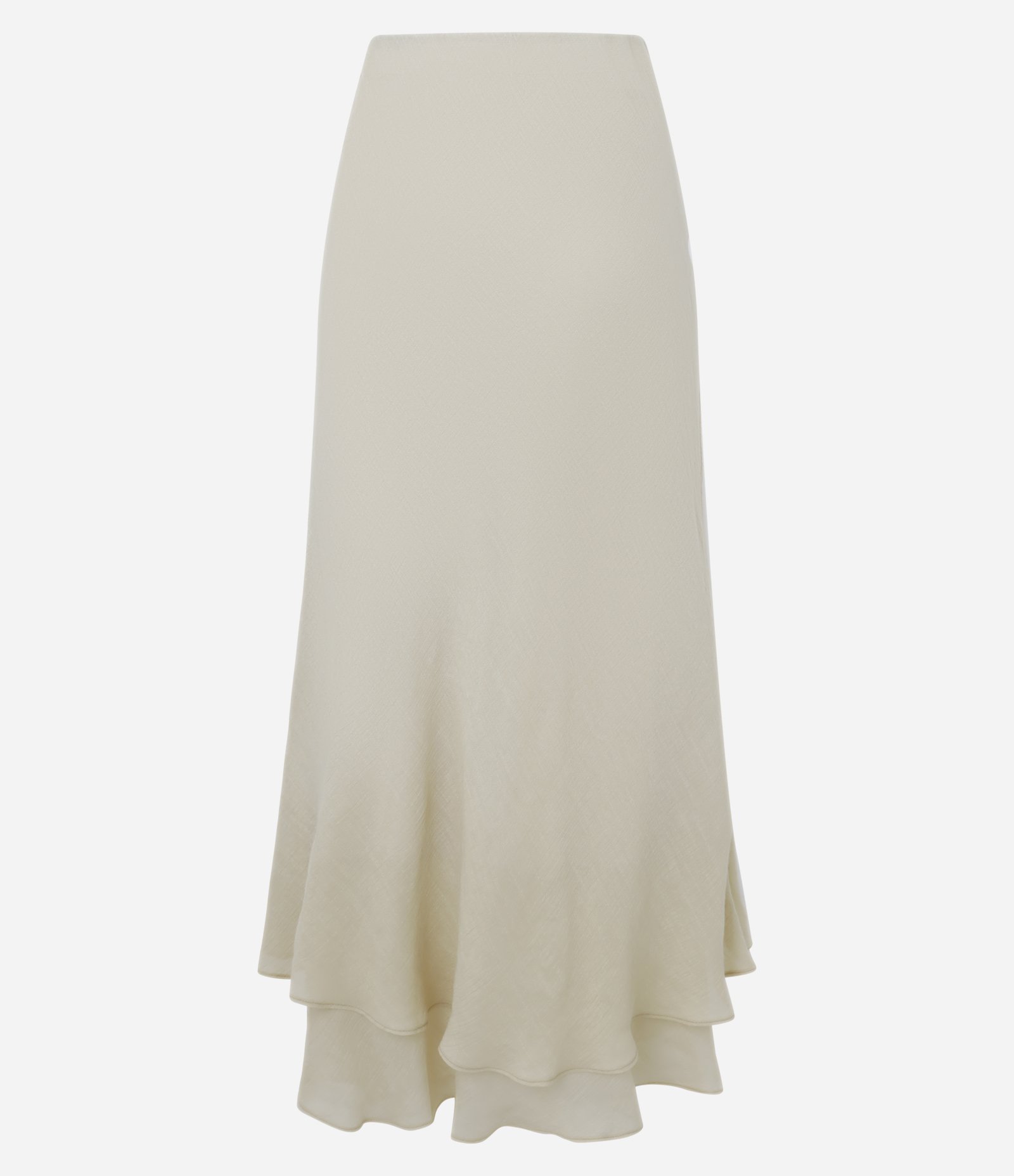 Saia Midi em Viscose com Camadas na Barra Bege 8