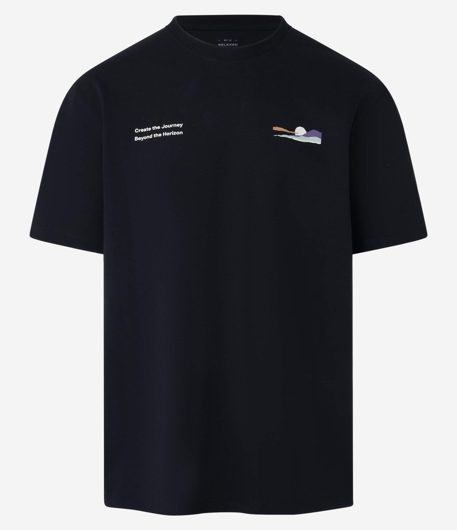 Camiseta Relaxed em Algodão com Estampa de Montanha Preto 6
