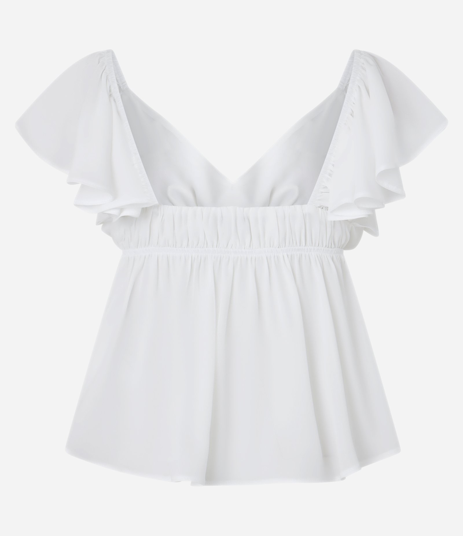 Blusa Boho Chic em Chiffon com Babados e Amarração Branco 2