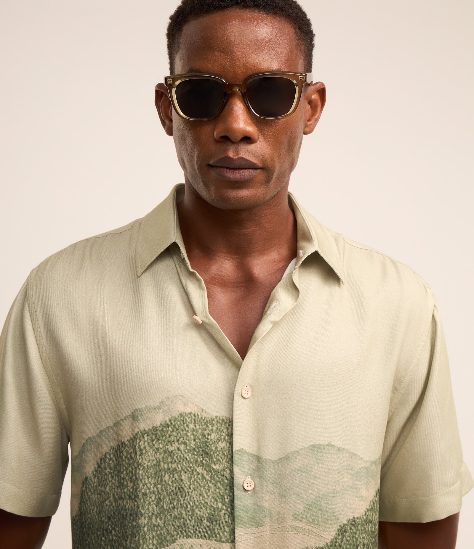 Camisa Comfort em Voil com Estampa de Cenário Cinza 5